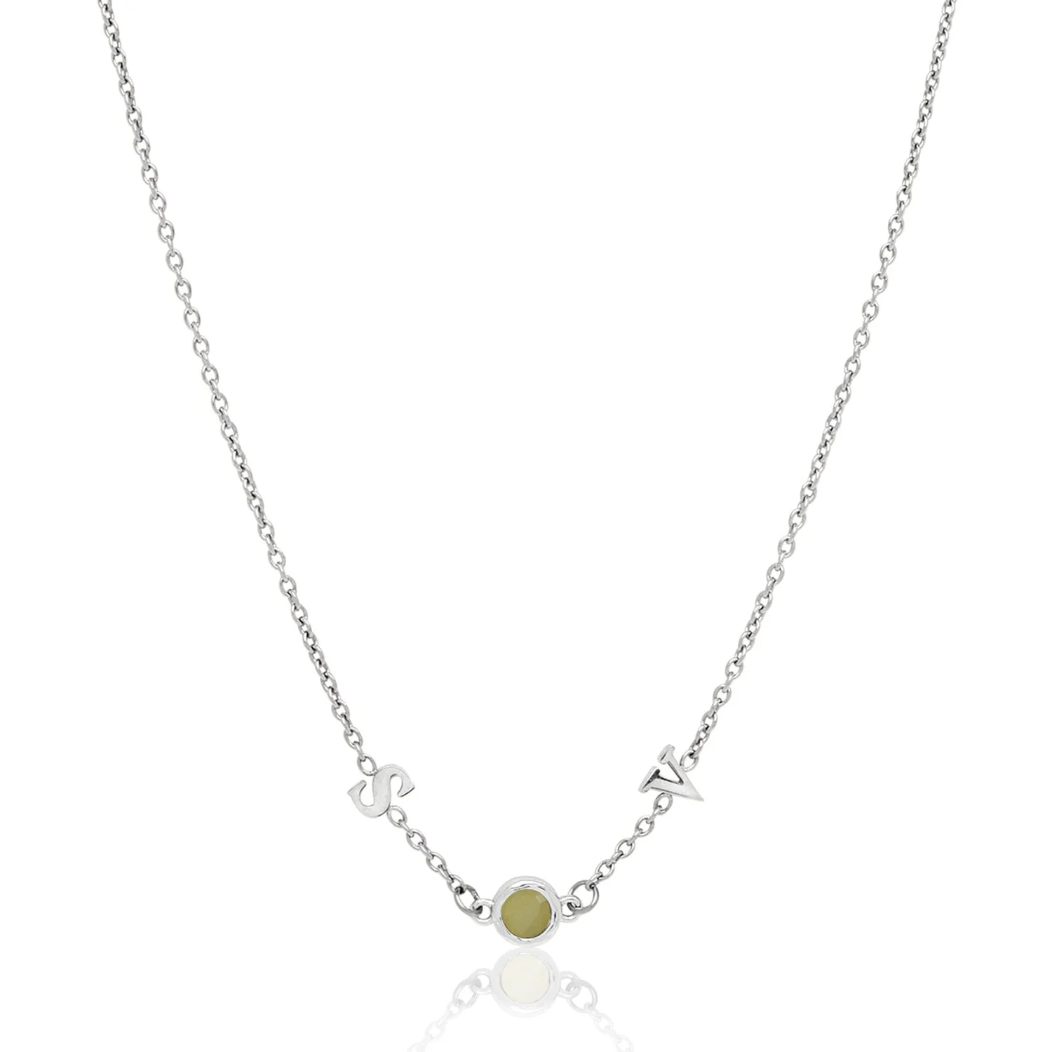 Made Mine Initials & Birthstone Necklace (Silver) - Image 26