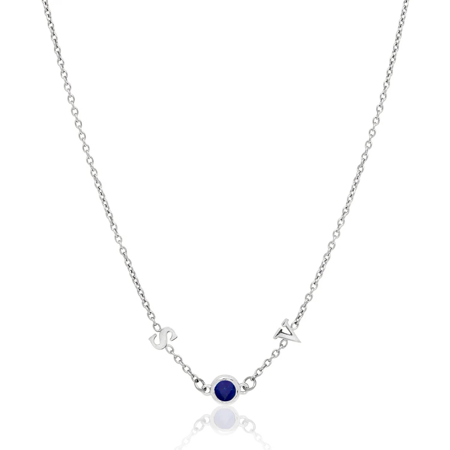 Made Mine Initials & Birthstone Necklace (Silver) - Image 27