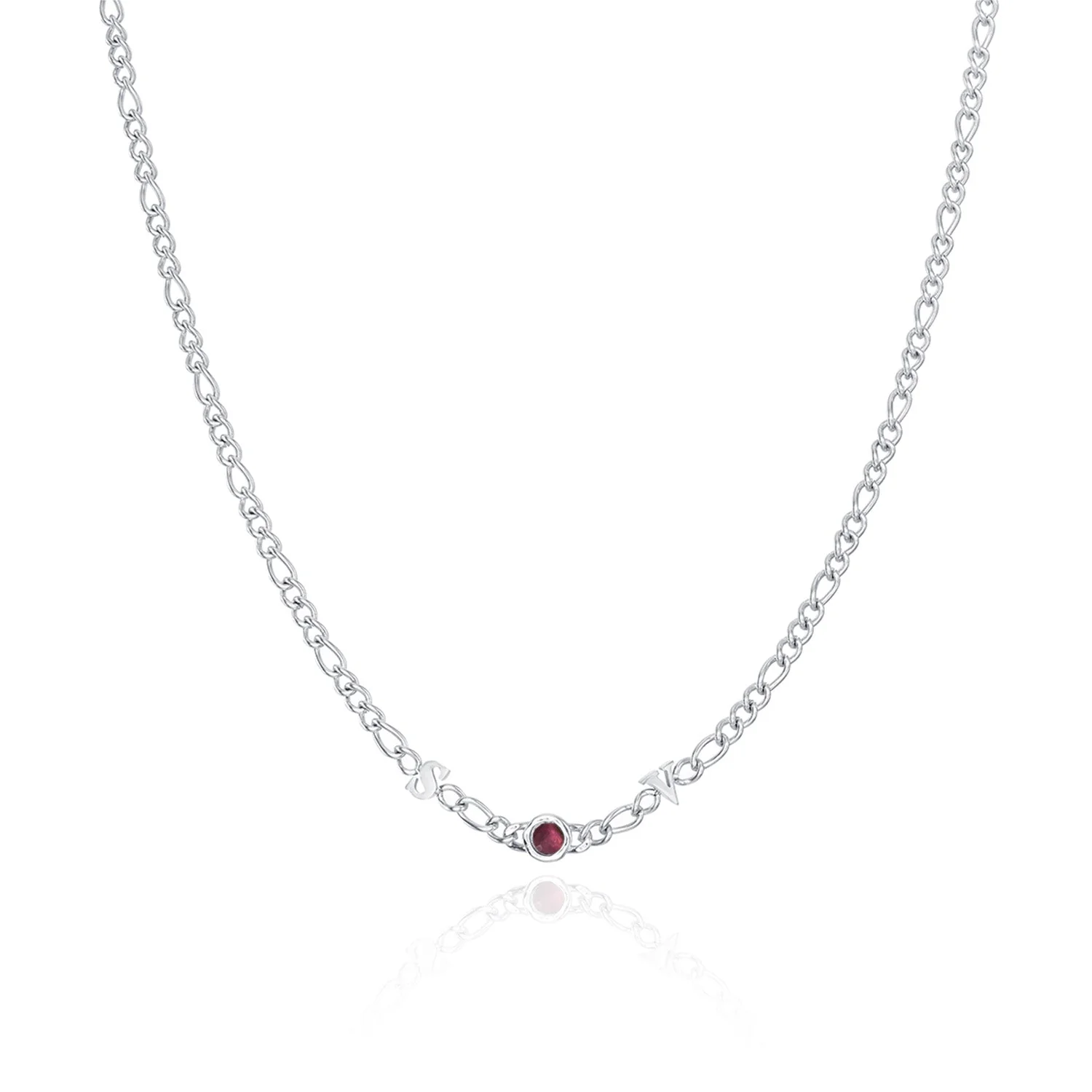 Made Mine Initials & Birthstone Necklace (Silver) - Image 32