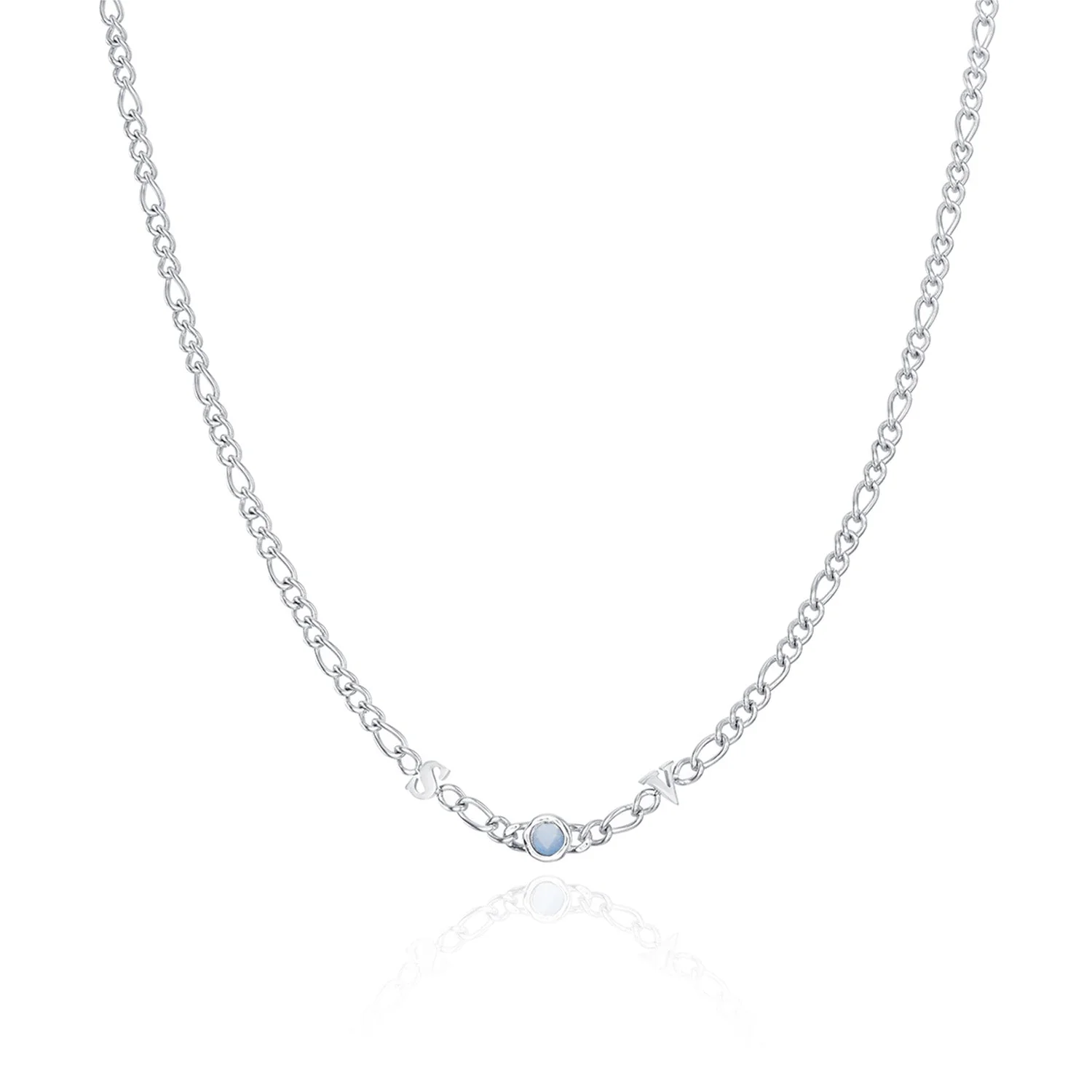 Made Mine Initials & Birthstone Necklace (Silver) - Image 33