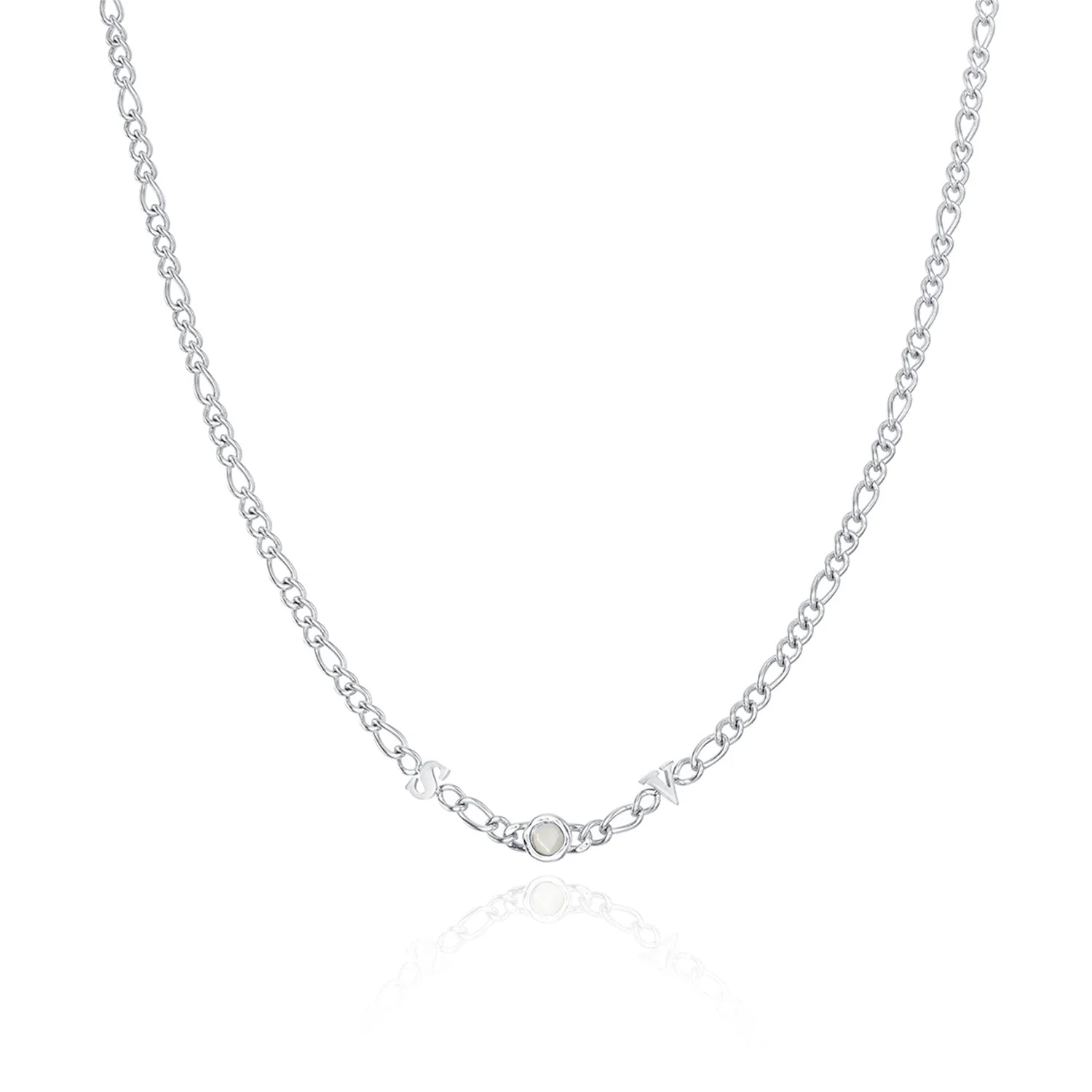 Made Mine Initials & Birthstone Necklace (Silver) - Image 36