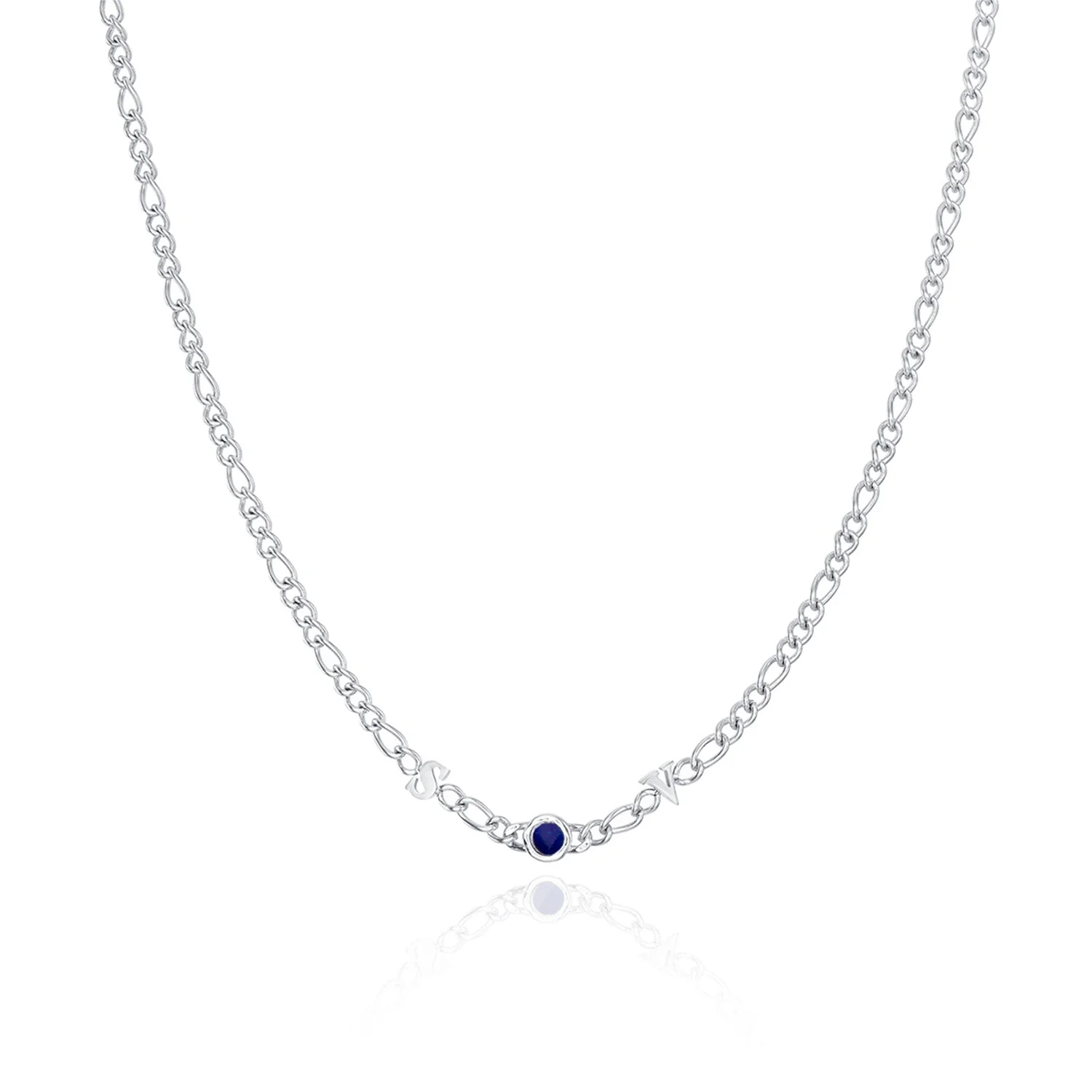 Made Mine Initials & Birthstone Necklace (Silver) - Image 39