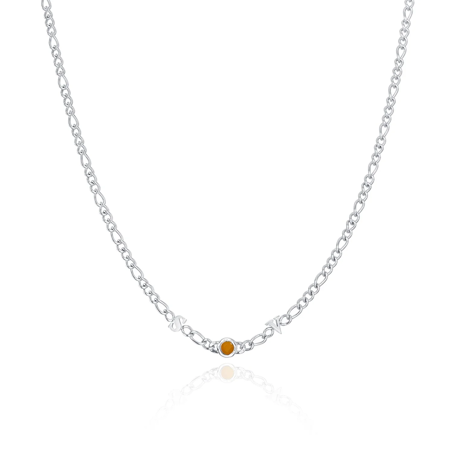 Made Mine Initials & Birthstone Necklace (Silver) - Image 41