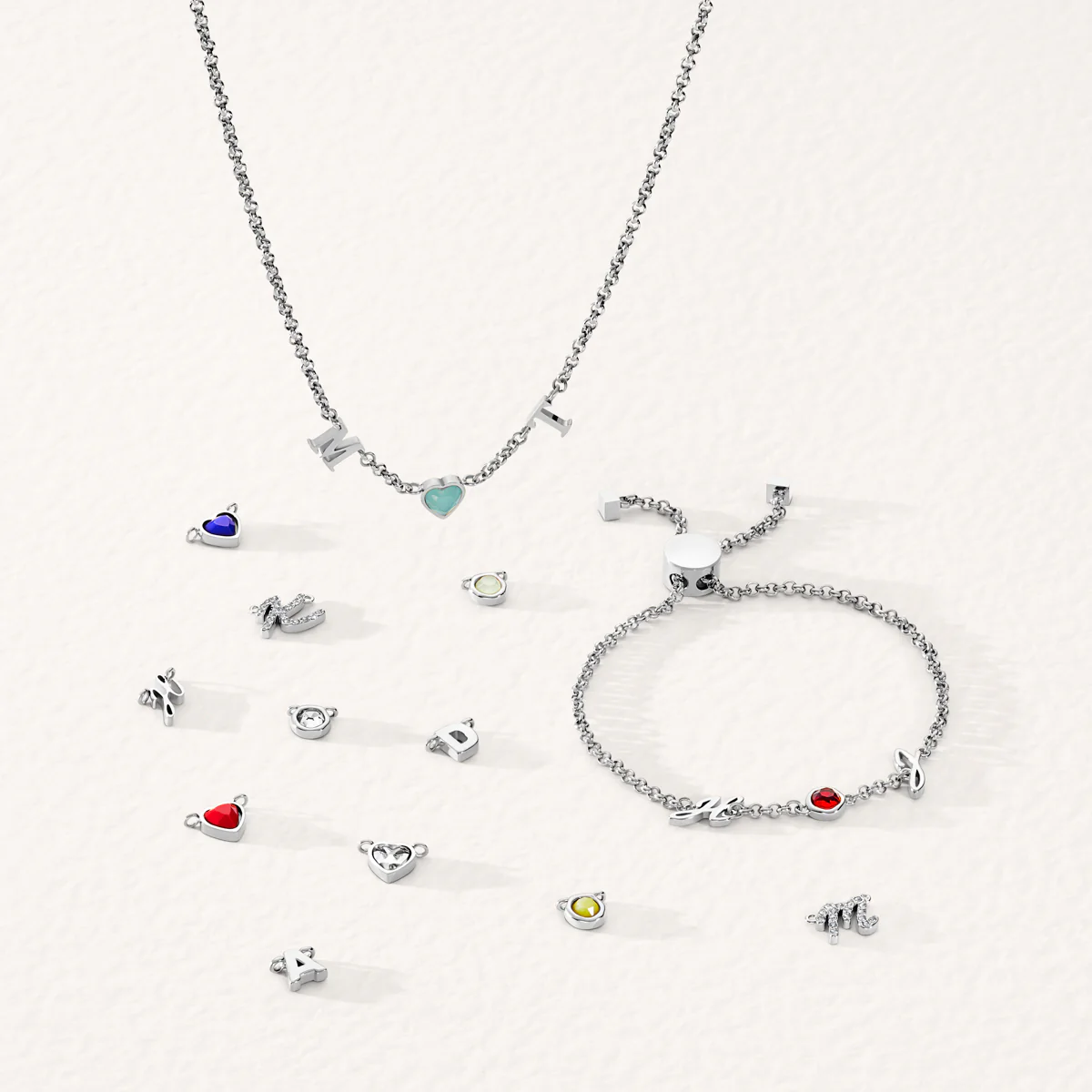 Made Mine Initials & Birthstone Necklace (Silver) - Image 6