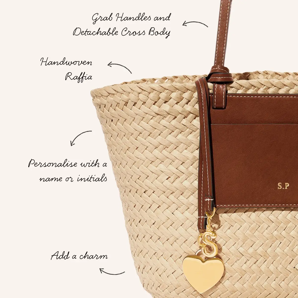 Large Raffia Structured Bag (Natural) - Image 3