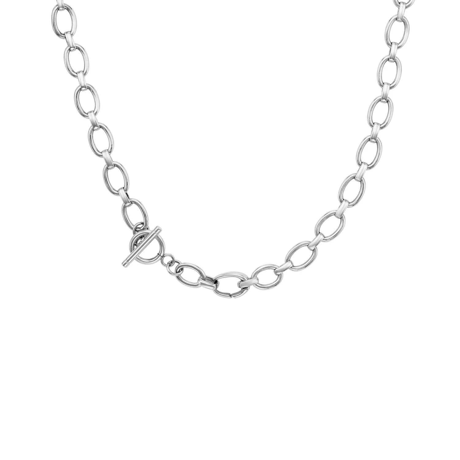 Layering Oval Link Chain Necklace (Silver) - Image 2