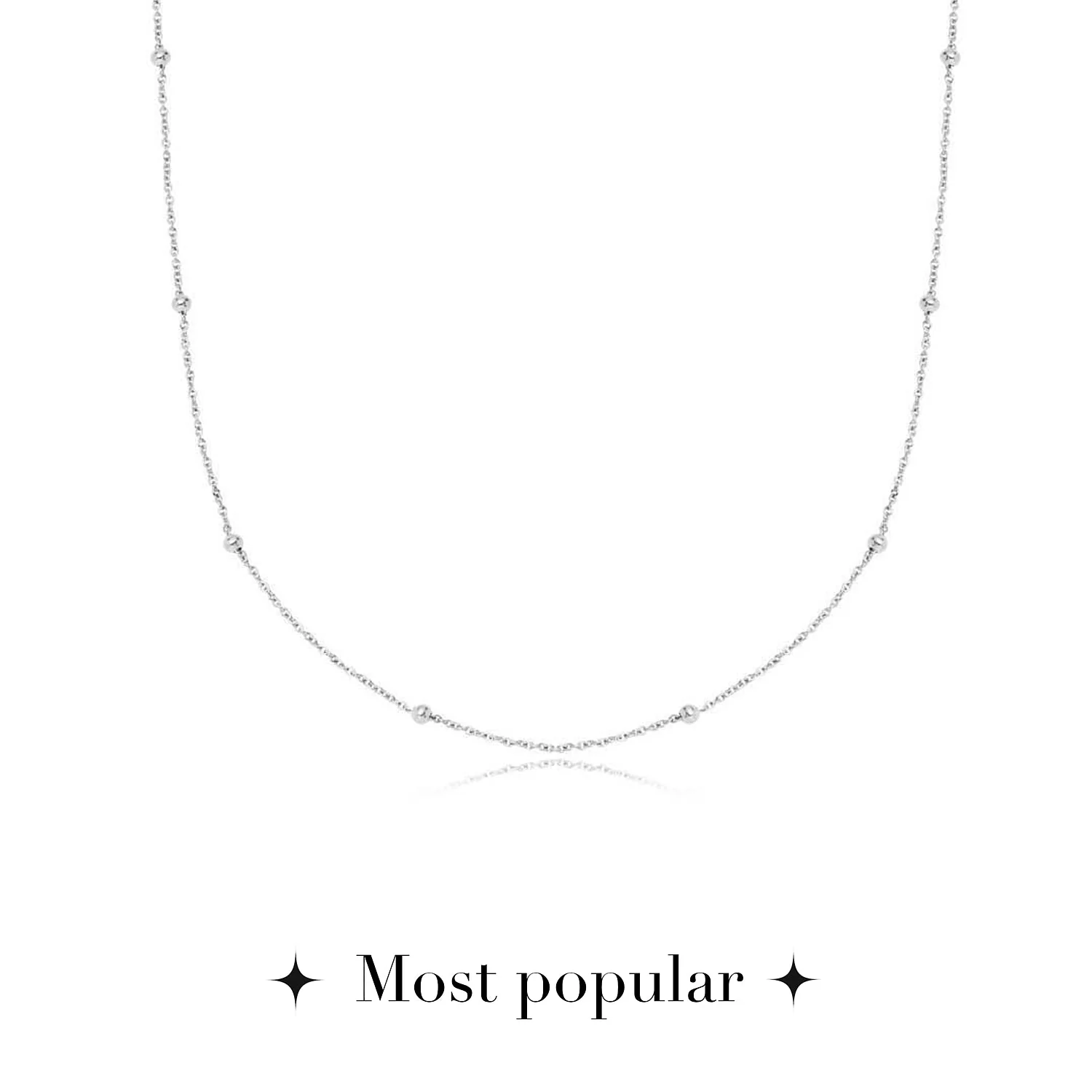 Layering Sphere Chain Necklace (Silver) - Image 4
