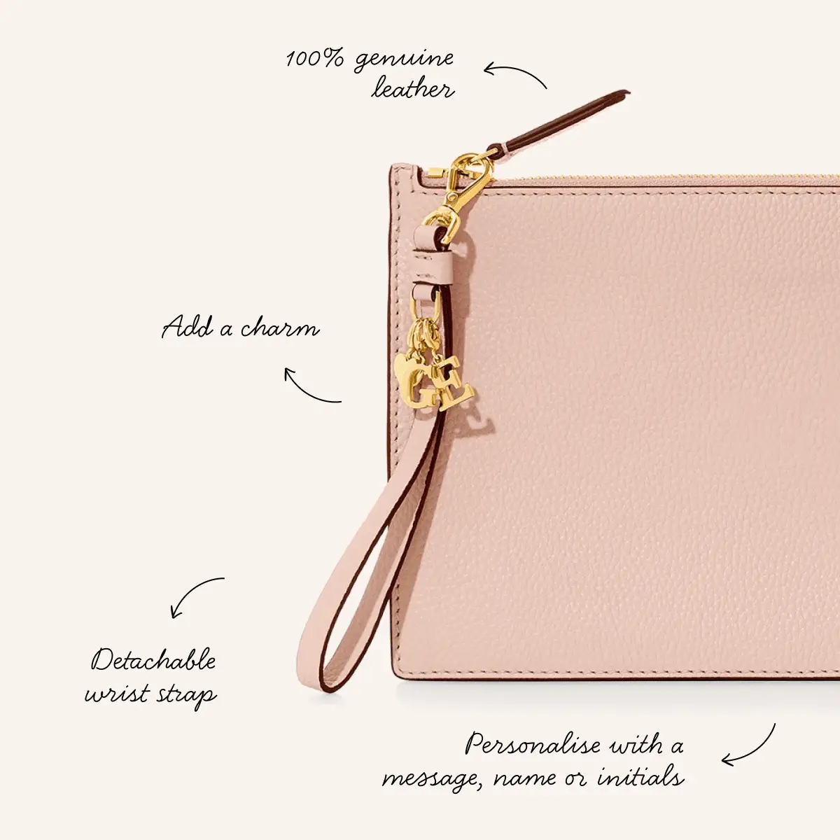 Leather Clutch Pouch (Blush) - Image 3