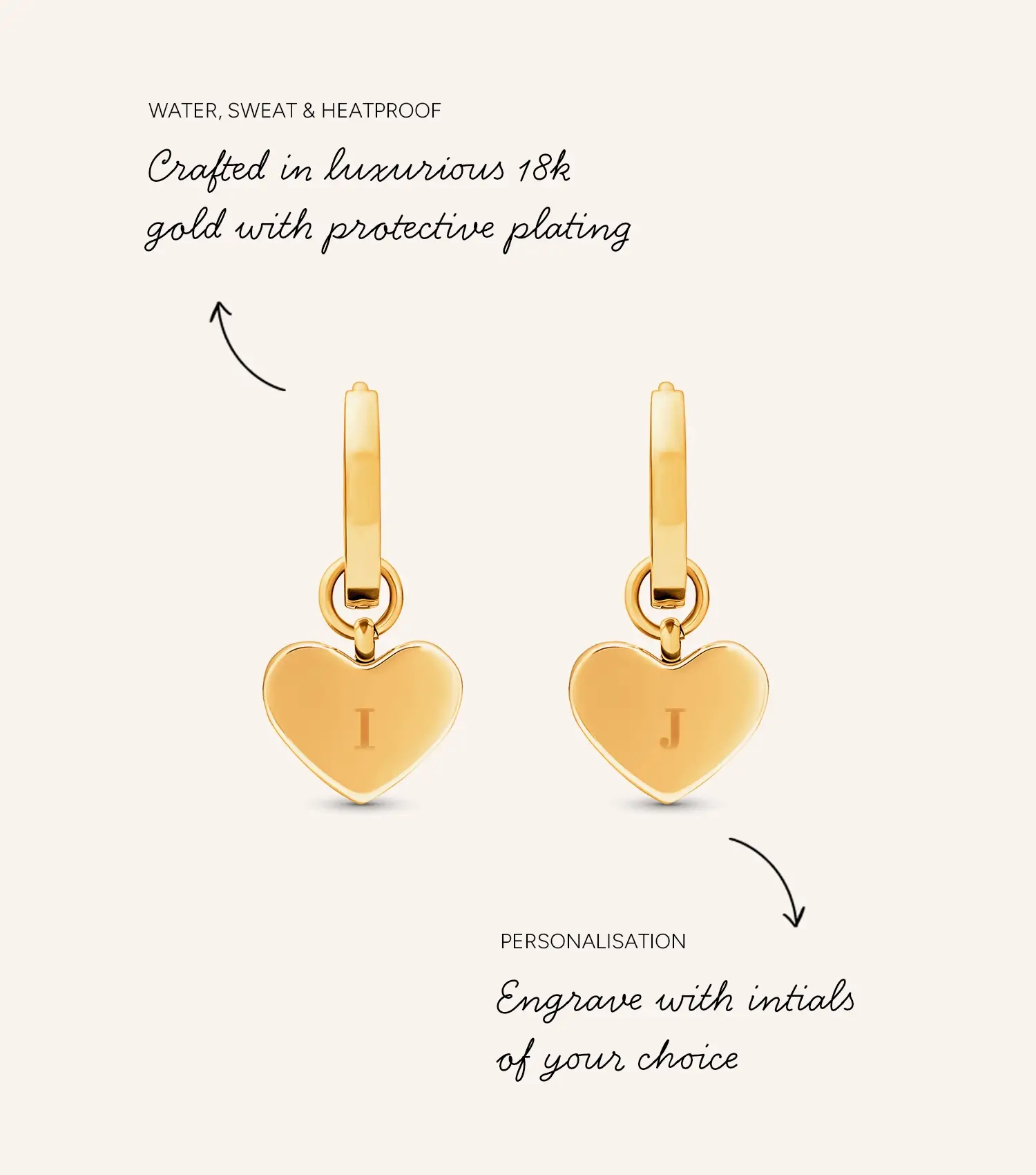 Light Blue Lace Agate Heart Huggie Earrings (Gold) - Image 4