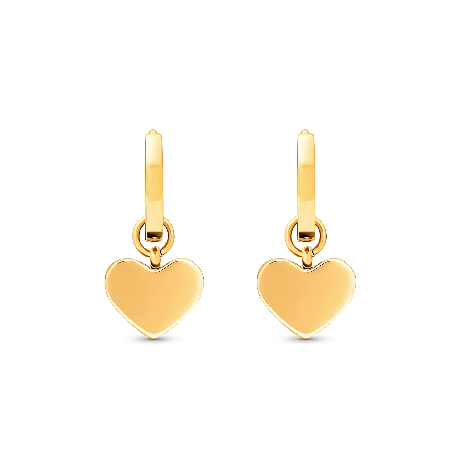 Light Blue Lace Agate Heart Huggie Earrings (Gold) - Image 9