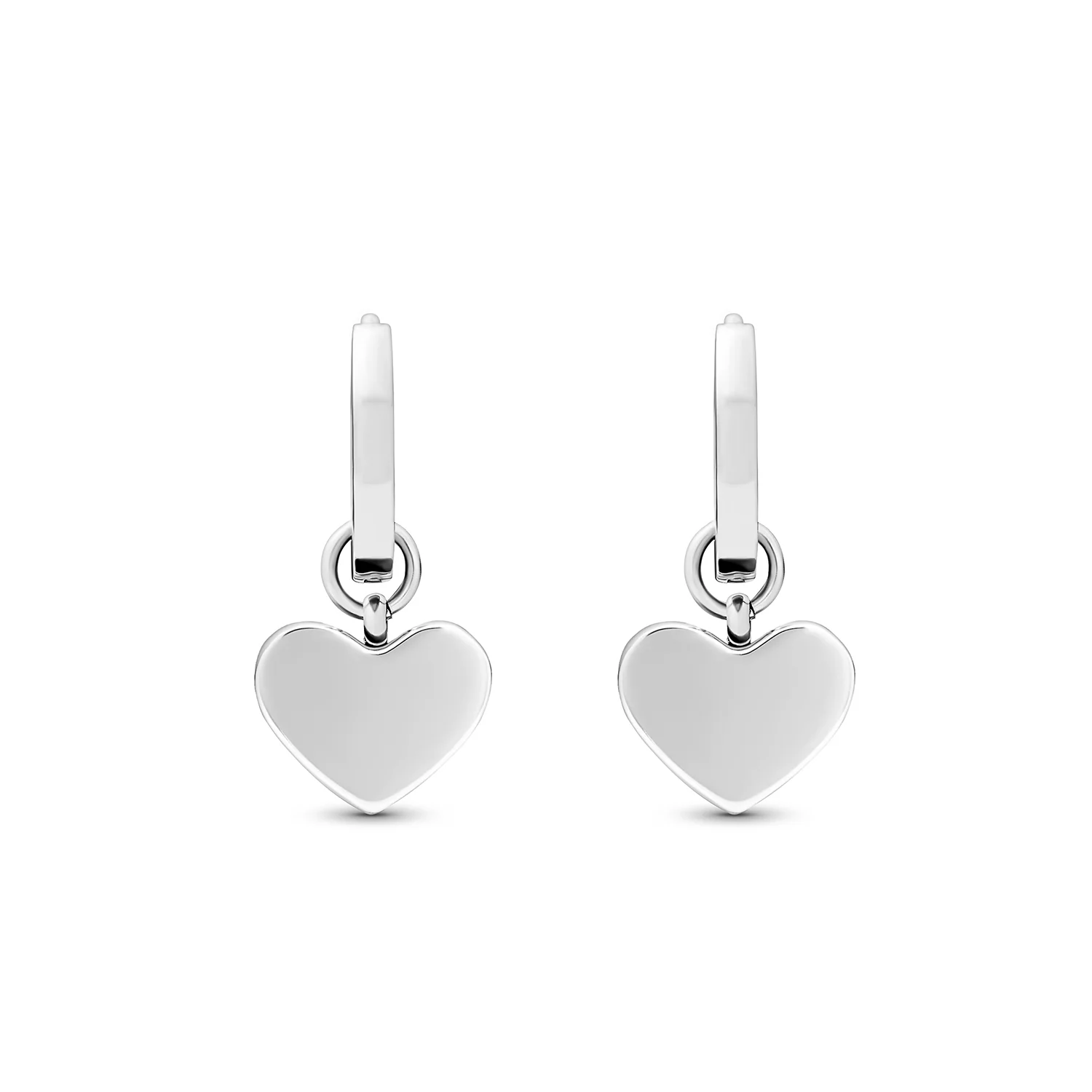 Light Blue Lace Agate Heart Huggie Earrings (Silver) - Image 6