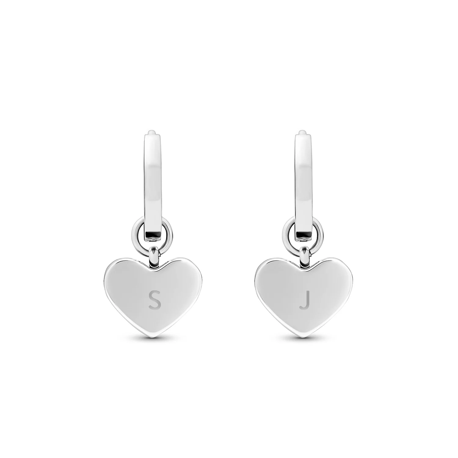 Light Blue Lace Agate Heart Huggie Earrings (Silver) - Image 7