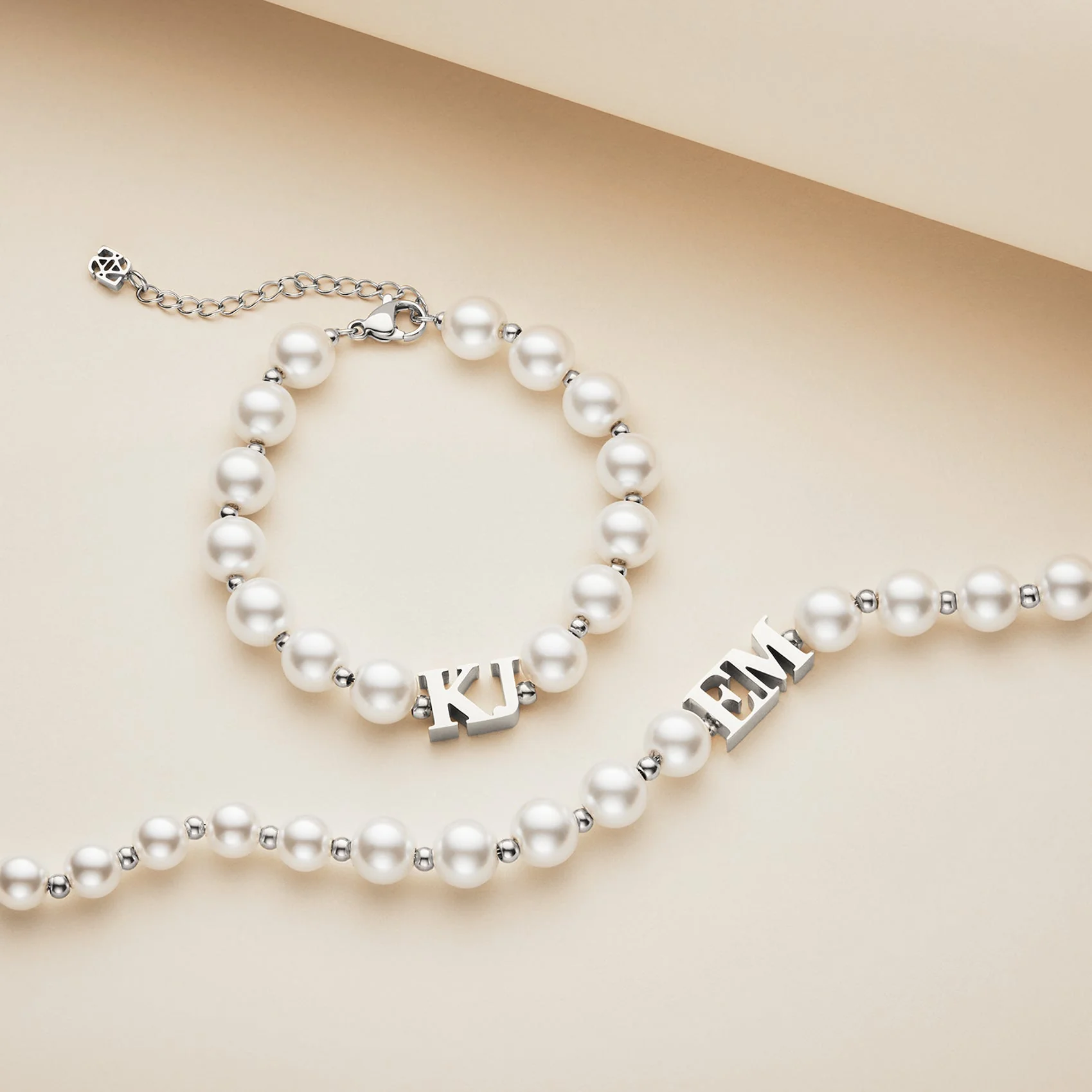 Lunar Pearl Initial Bracelet (Silver) - Image 4