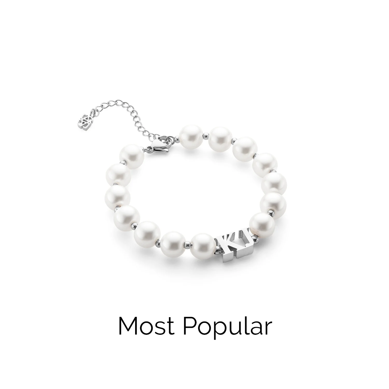 Lunar Pearl Initial Bracelet (Silver) - Image 5