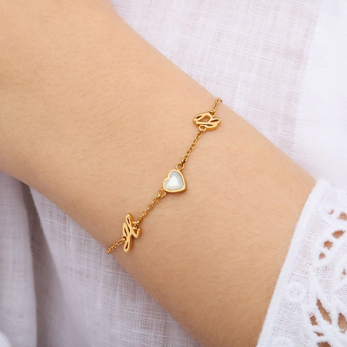 Made Mine Initials & Birthstone Bracelet (Gold) - Image 2
