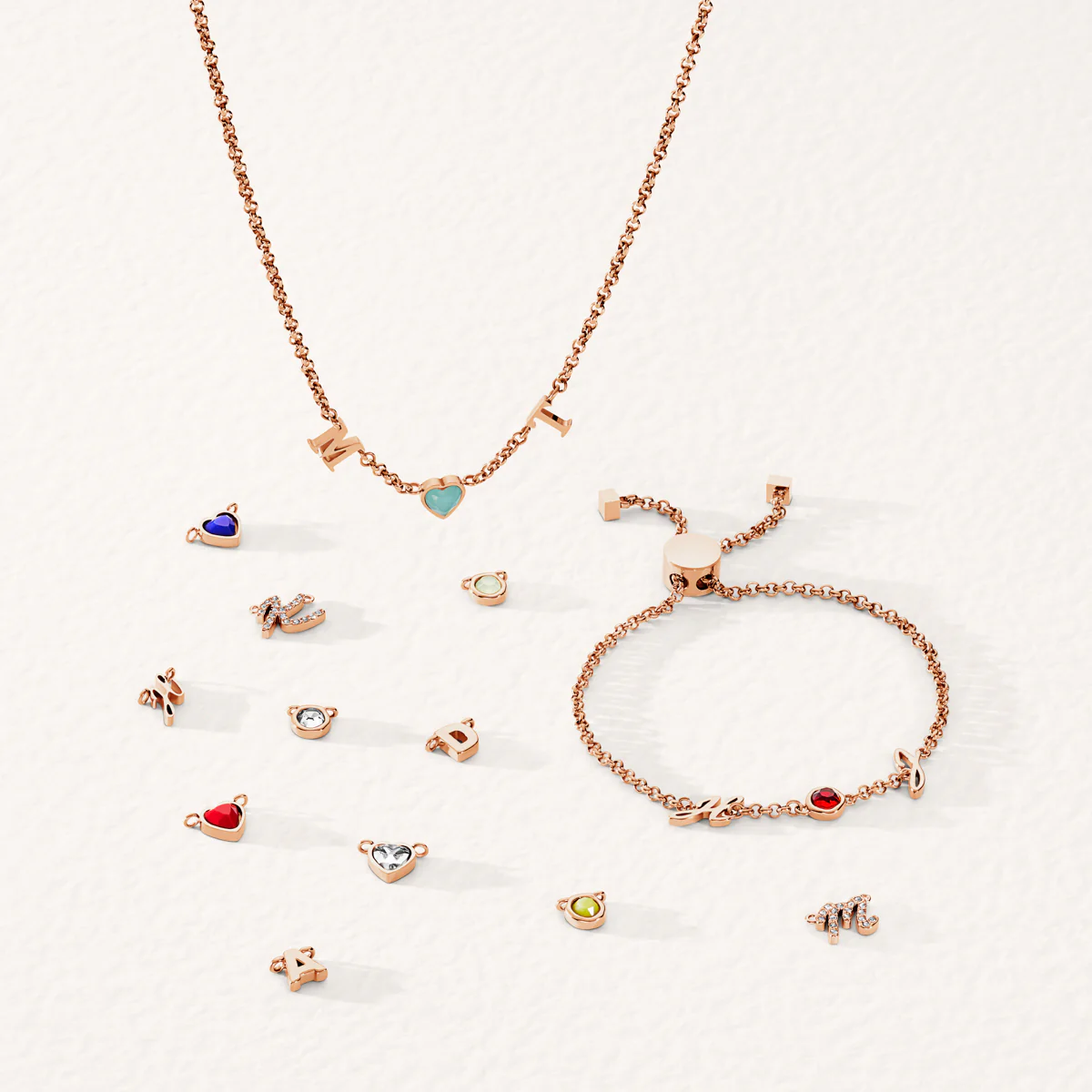 Made Mine Initials & Birthstone Necklace (Rose Gold) - Image 6