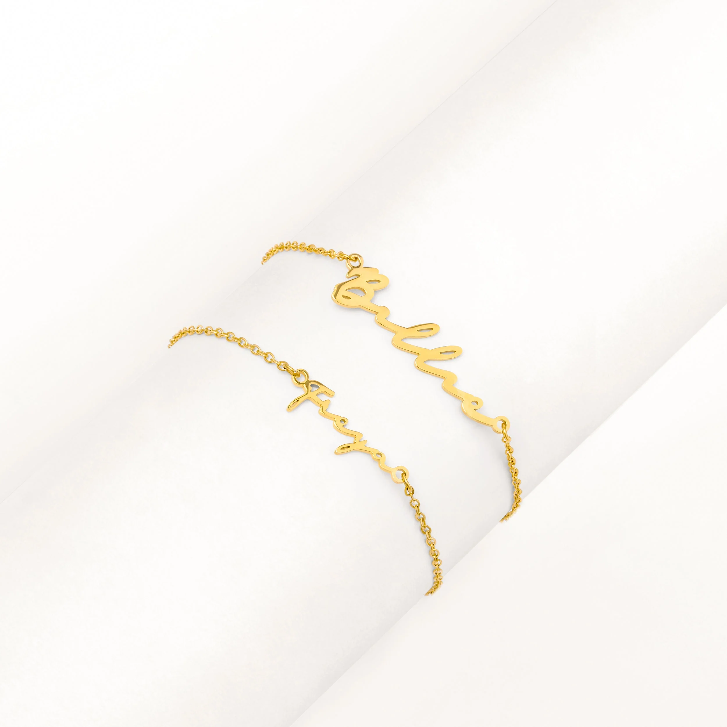 Matching 'Mini & Me' Signature Name Bracelet Set (Gold)