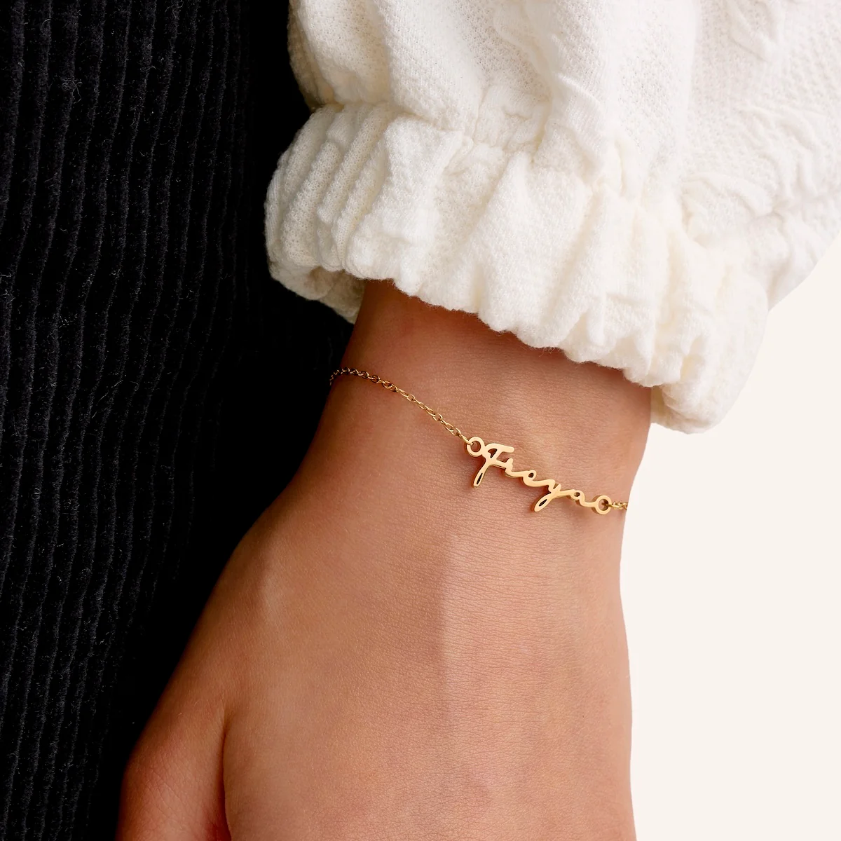 Matching 'Mini & Me' Signature Name Bracelet Set (Gold) - Image 2