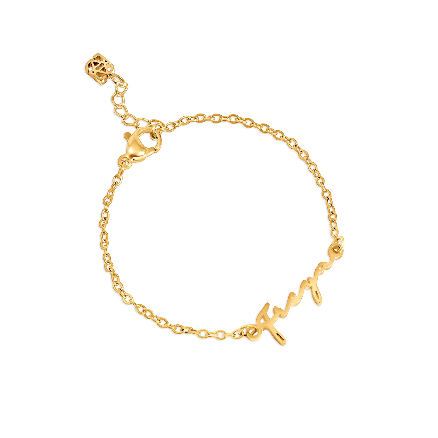 Matching 'Mini & Me' Signature Name Bracelet Set (Gold) - Image 7