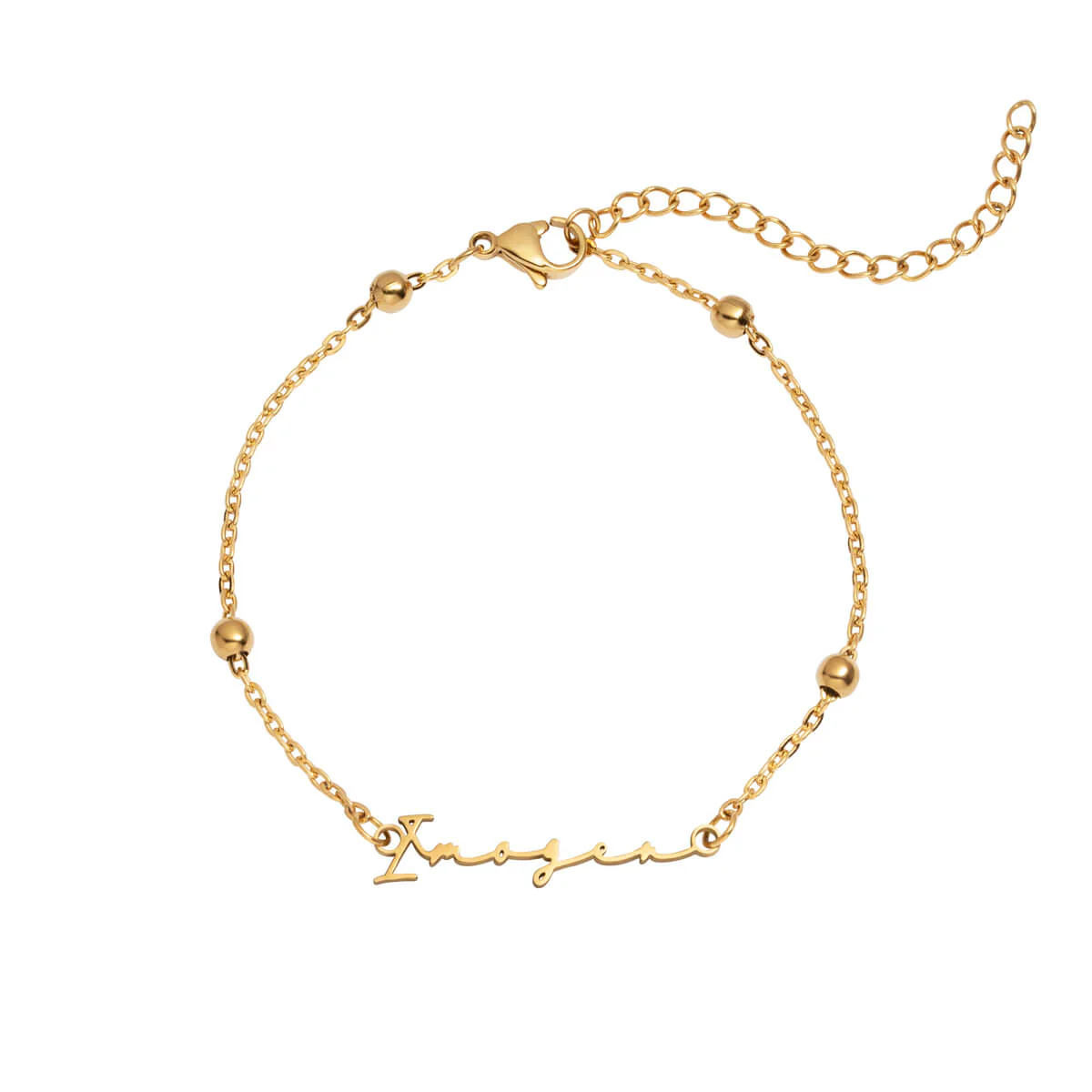 Matching 'Mini & Me' Signature Name Bracelet Set (Gold) - Image 9