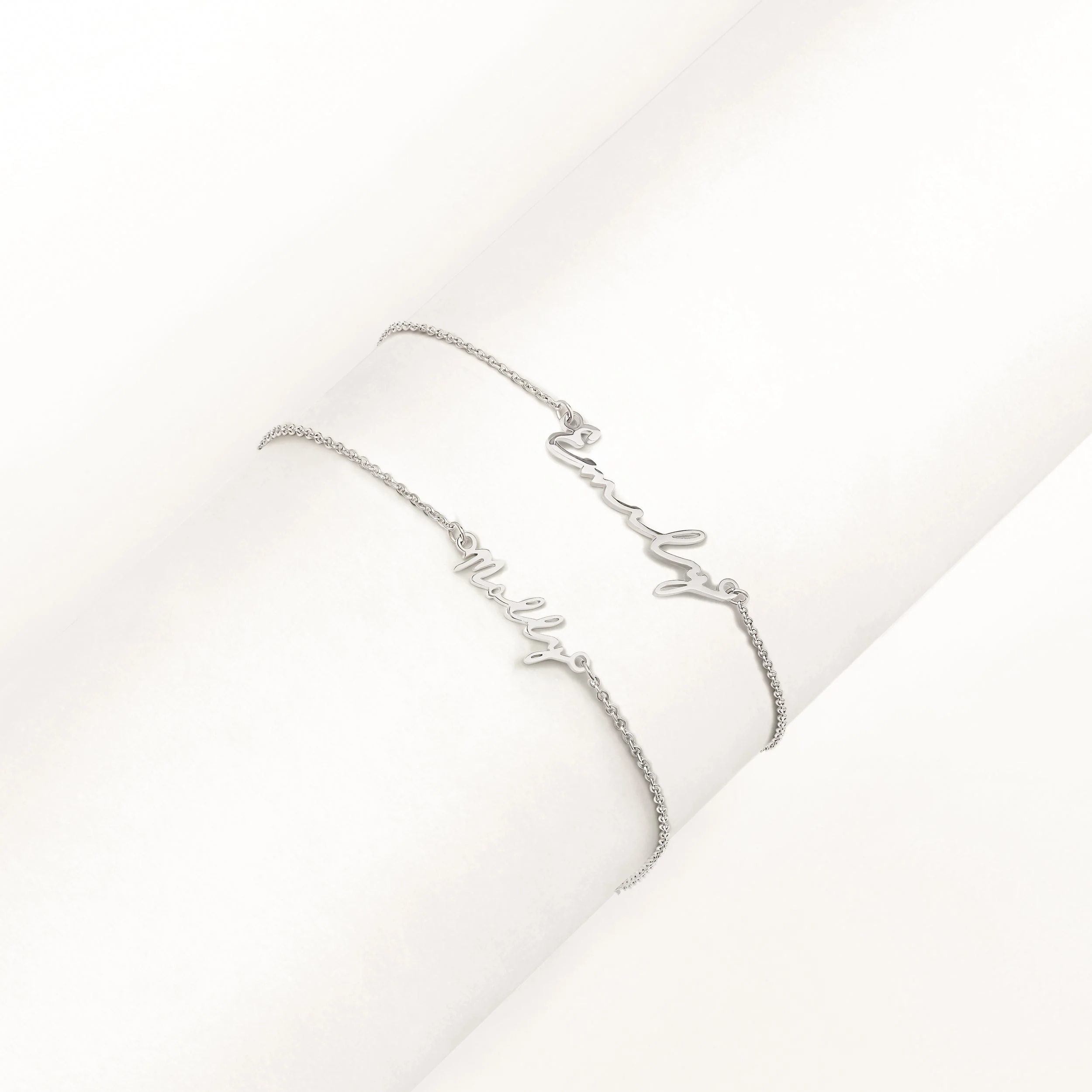 Matching 'Mini & Me' Signature Name Bracelet Set (Silver)