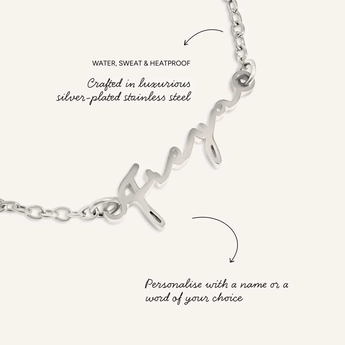 Matching 'Mini & Me' Signature Name Bracelet Set (Silver) - Image 3