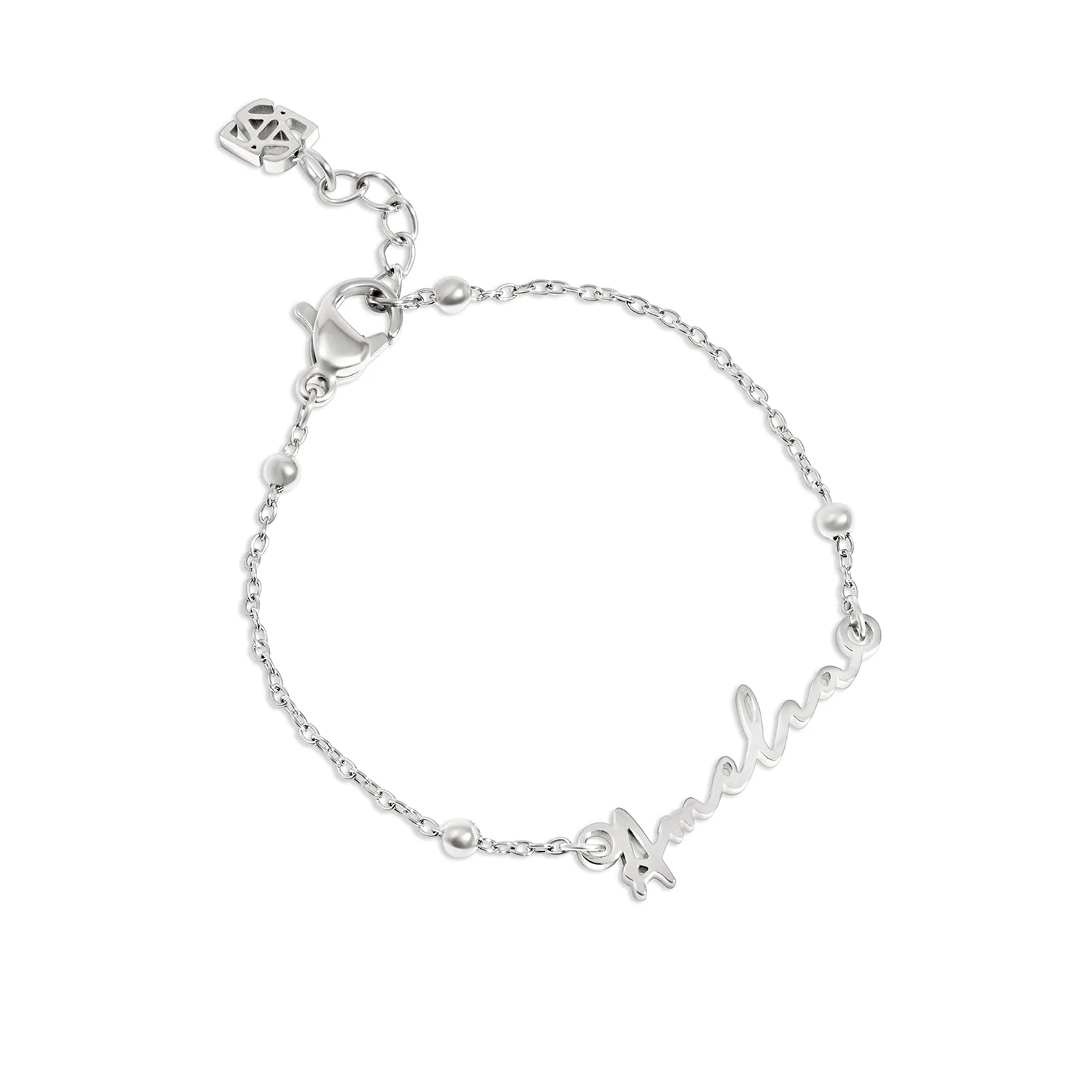 Matching 'Mini & Me' Signature Name Bracelet Set (Silver) - Image 6