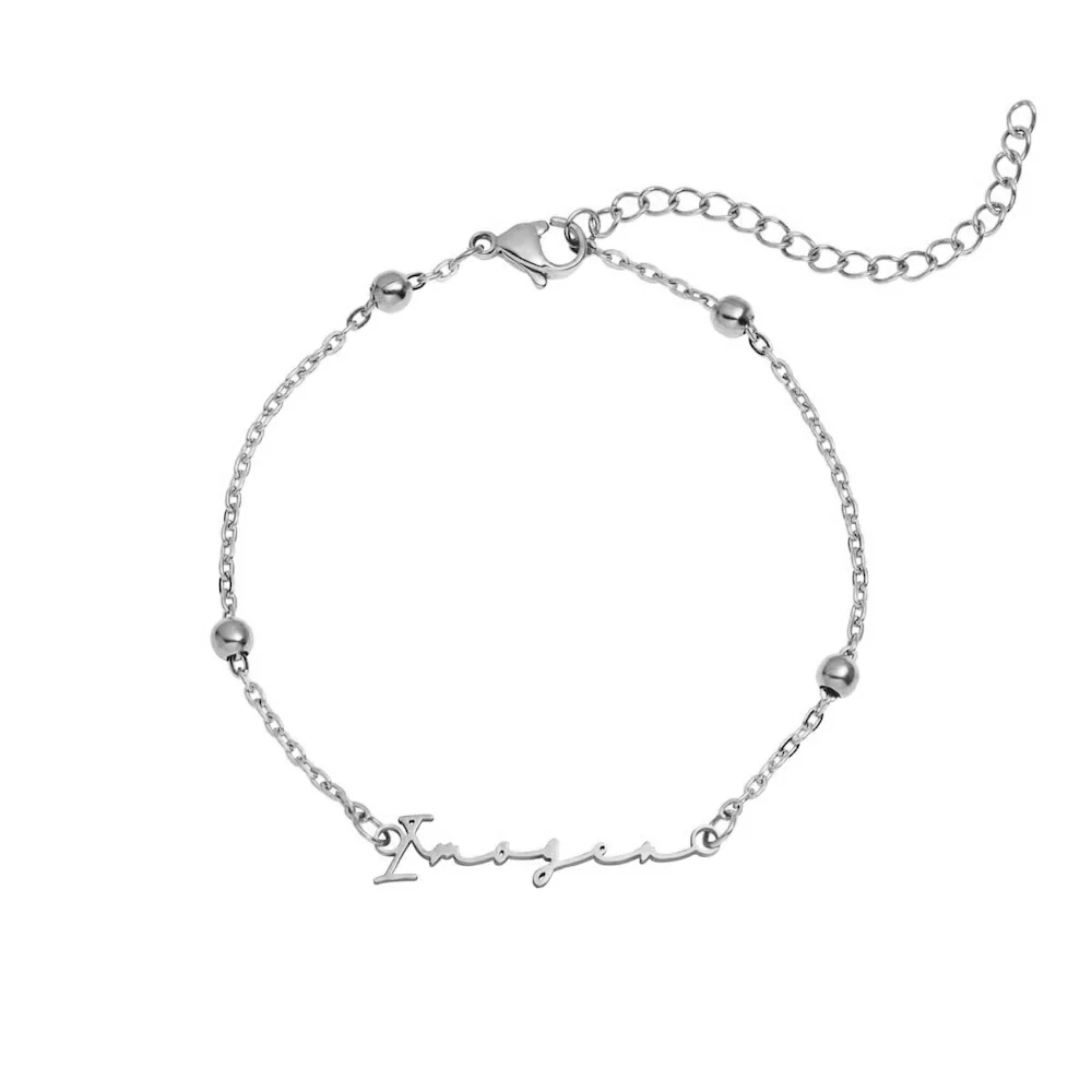 Matching 'Mini & Me' Signature Name Bracelet Set (Silver) - Image 8