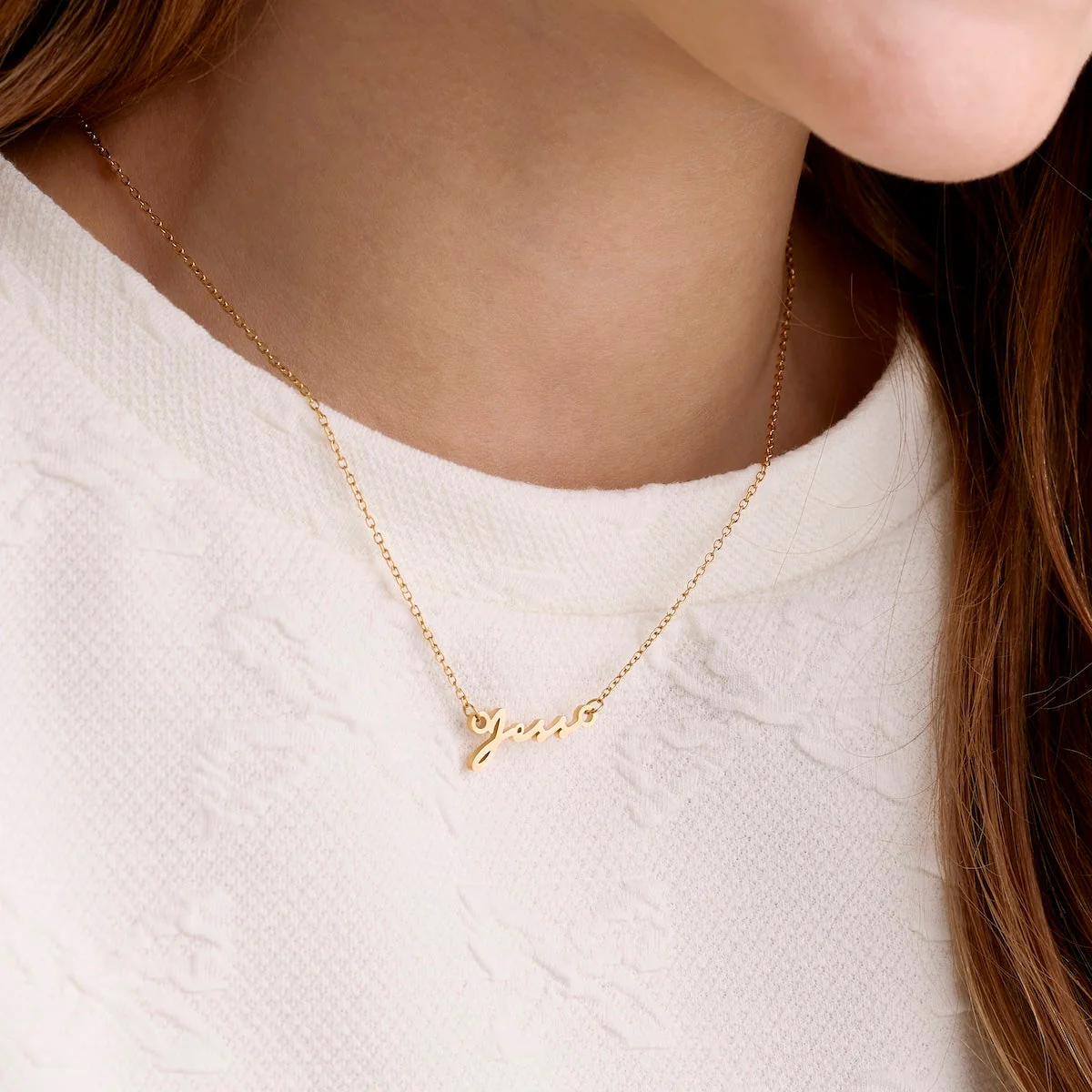 Matching 'Mini & Me' Signature Name Necklace Set (Gold) - Image 2