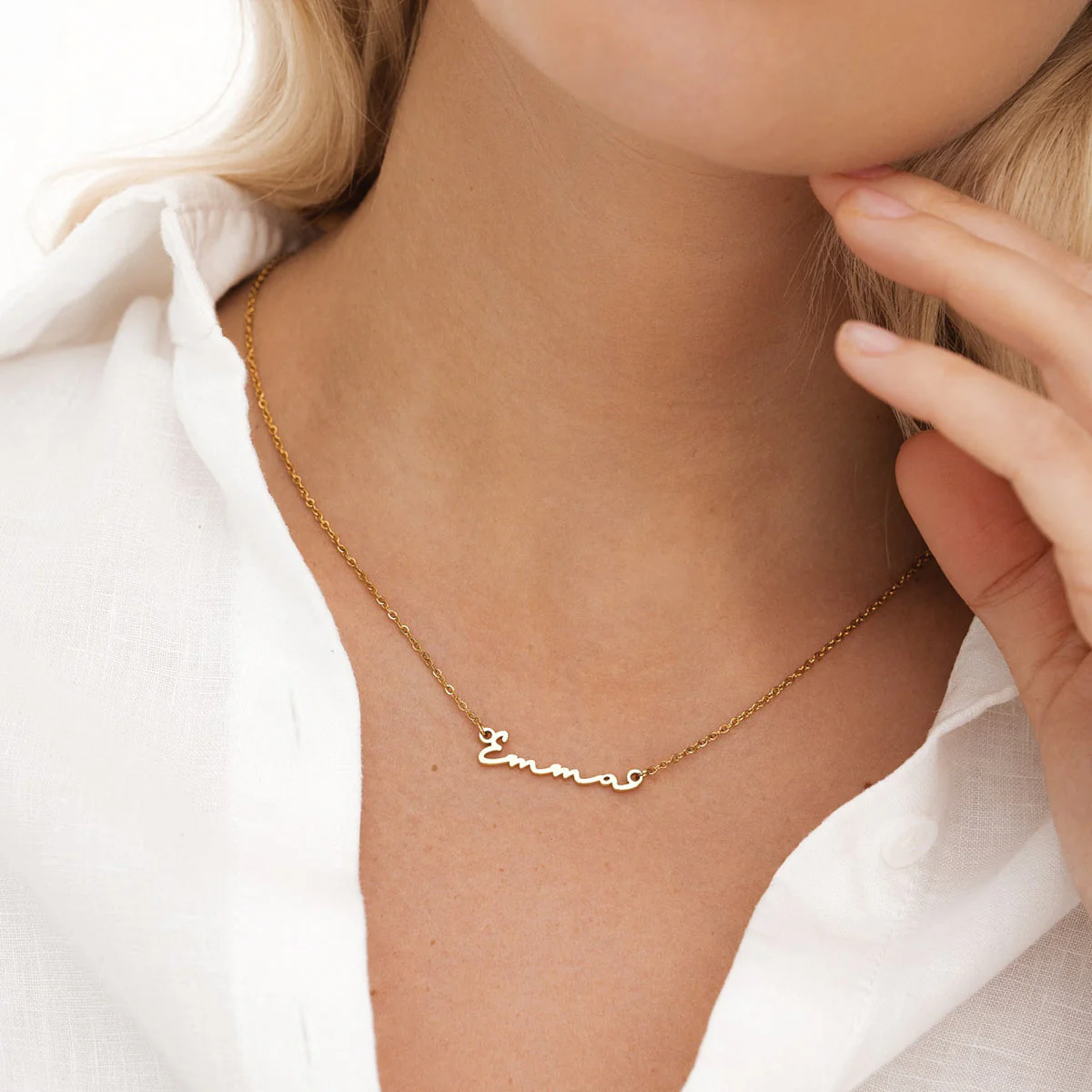 Matching 'Mini & Me' Signature Name Necklace Set (Gold) - Image 4