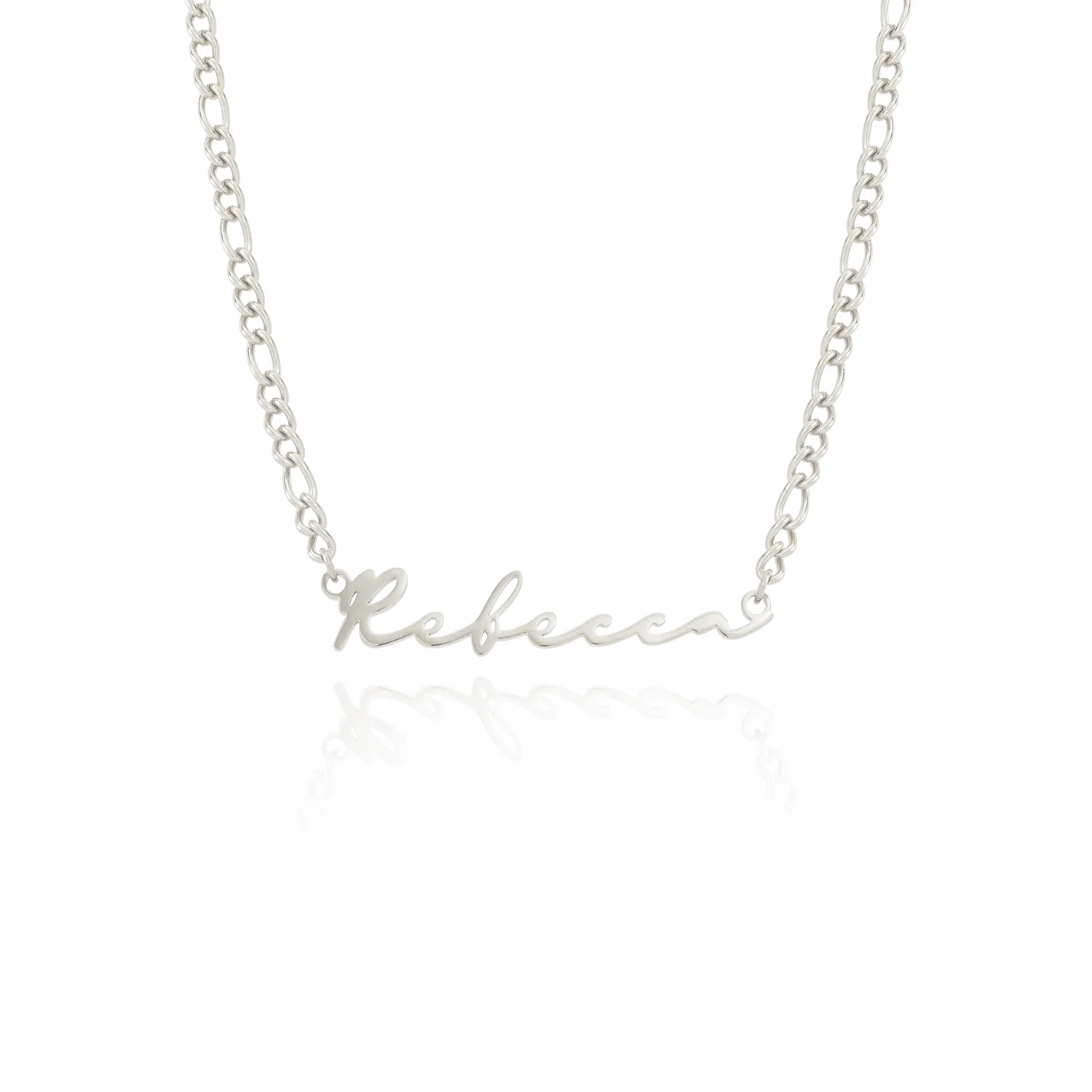 Matching 'Mini & Me' Signature Name Necklace Set (Silver) - Image 11
