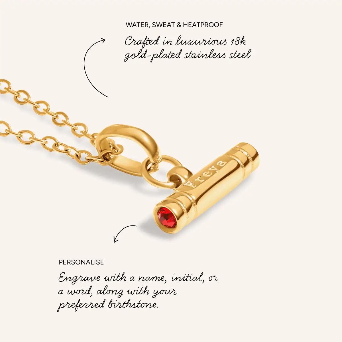 Mini Custom Stamped T-Bar Necklace (Gold) - Image 3