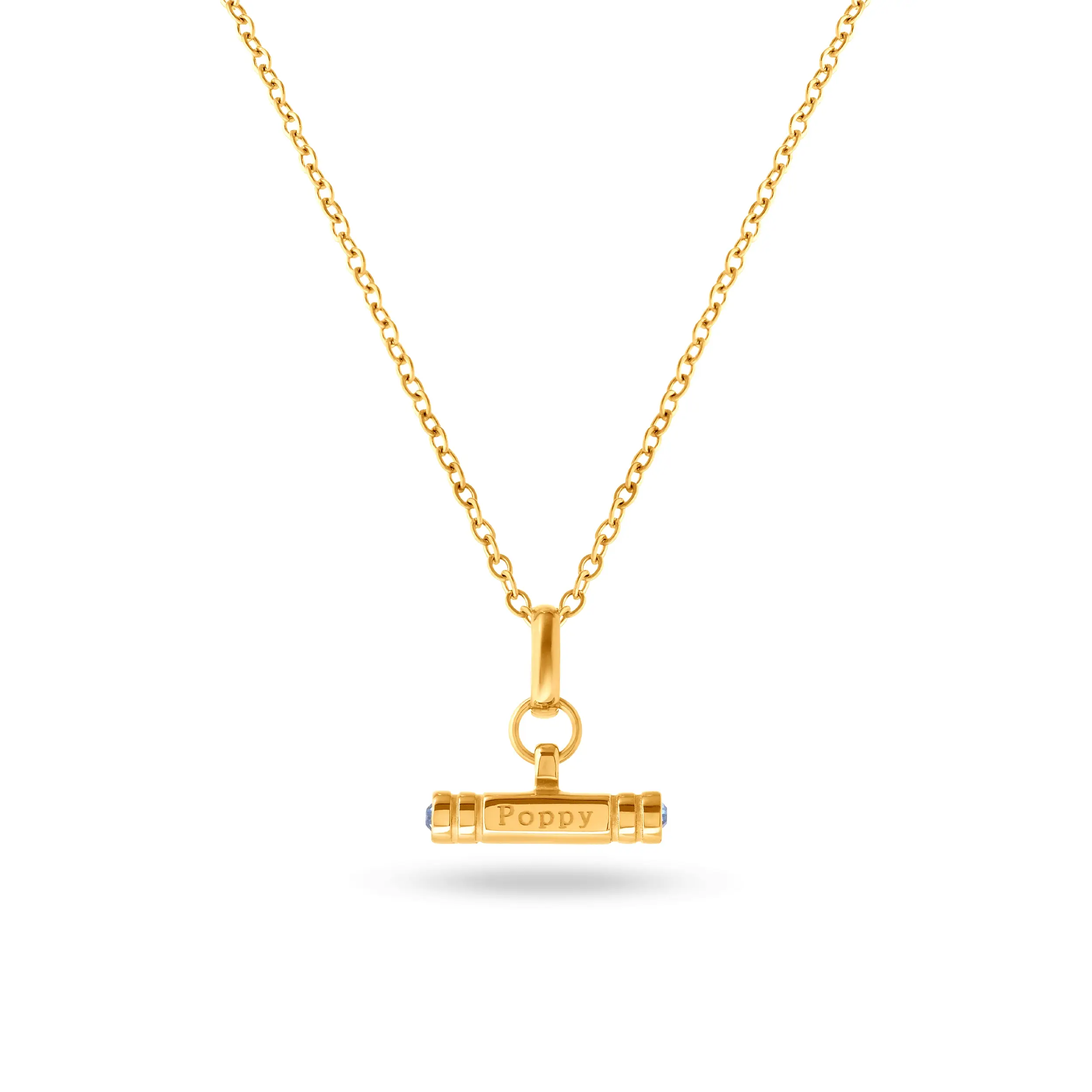 Mini Custom Stamped T-Bar Necklace (Gold) - Image 9