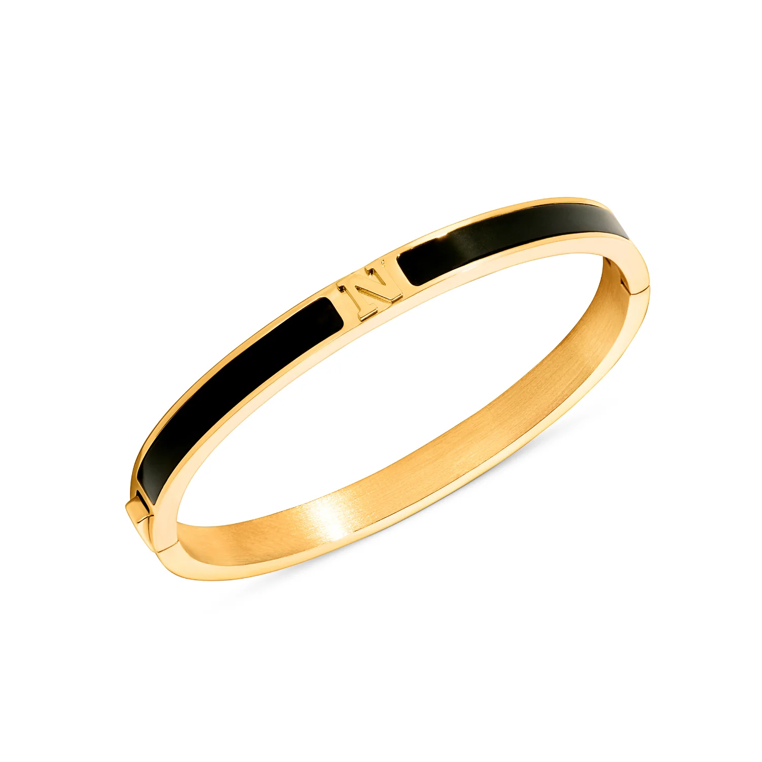 Mini Icon Black Initial Bangle (Gold) - Image 6