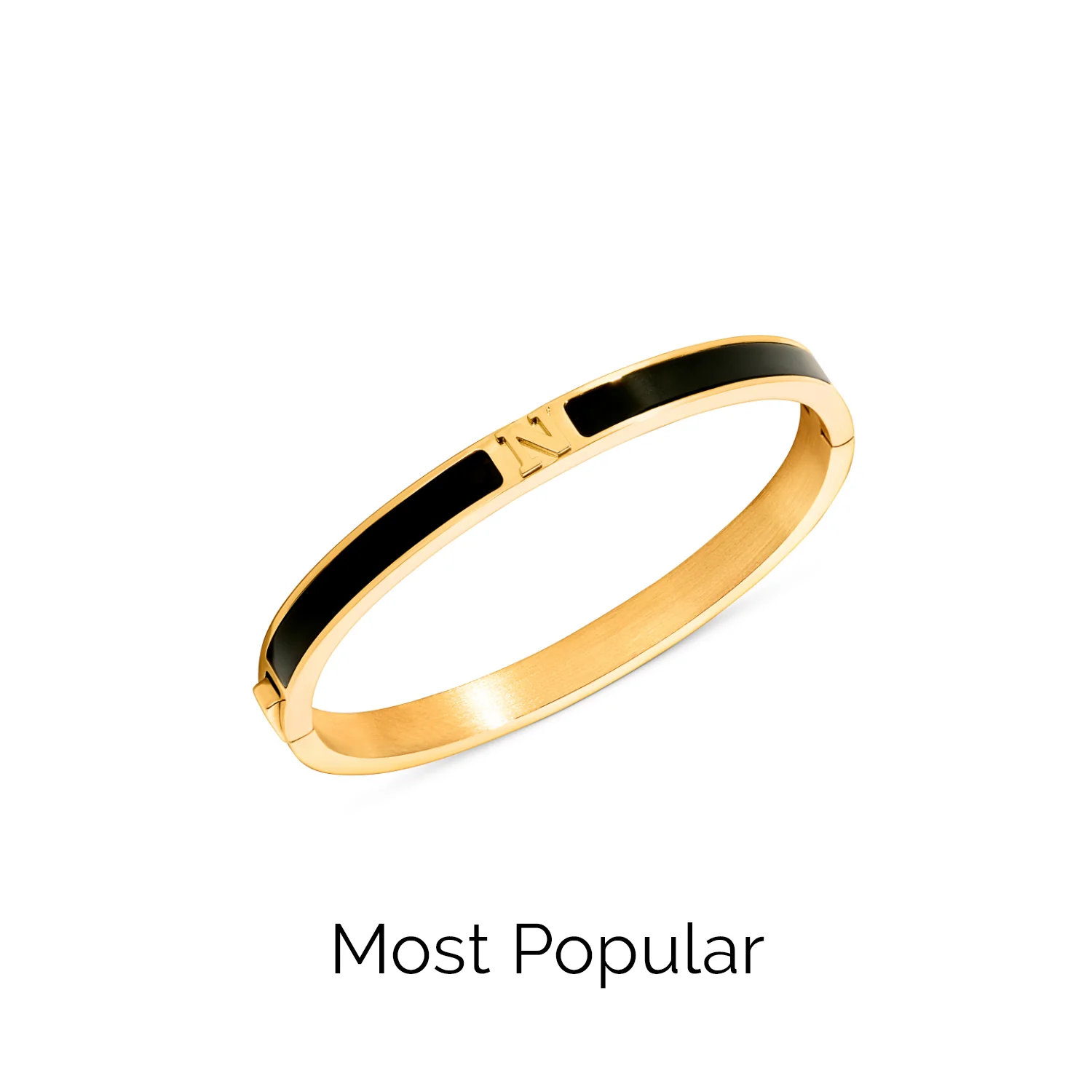 Mini Icon Black Initial Bangle (Gold) - Image 7