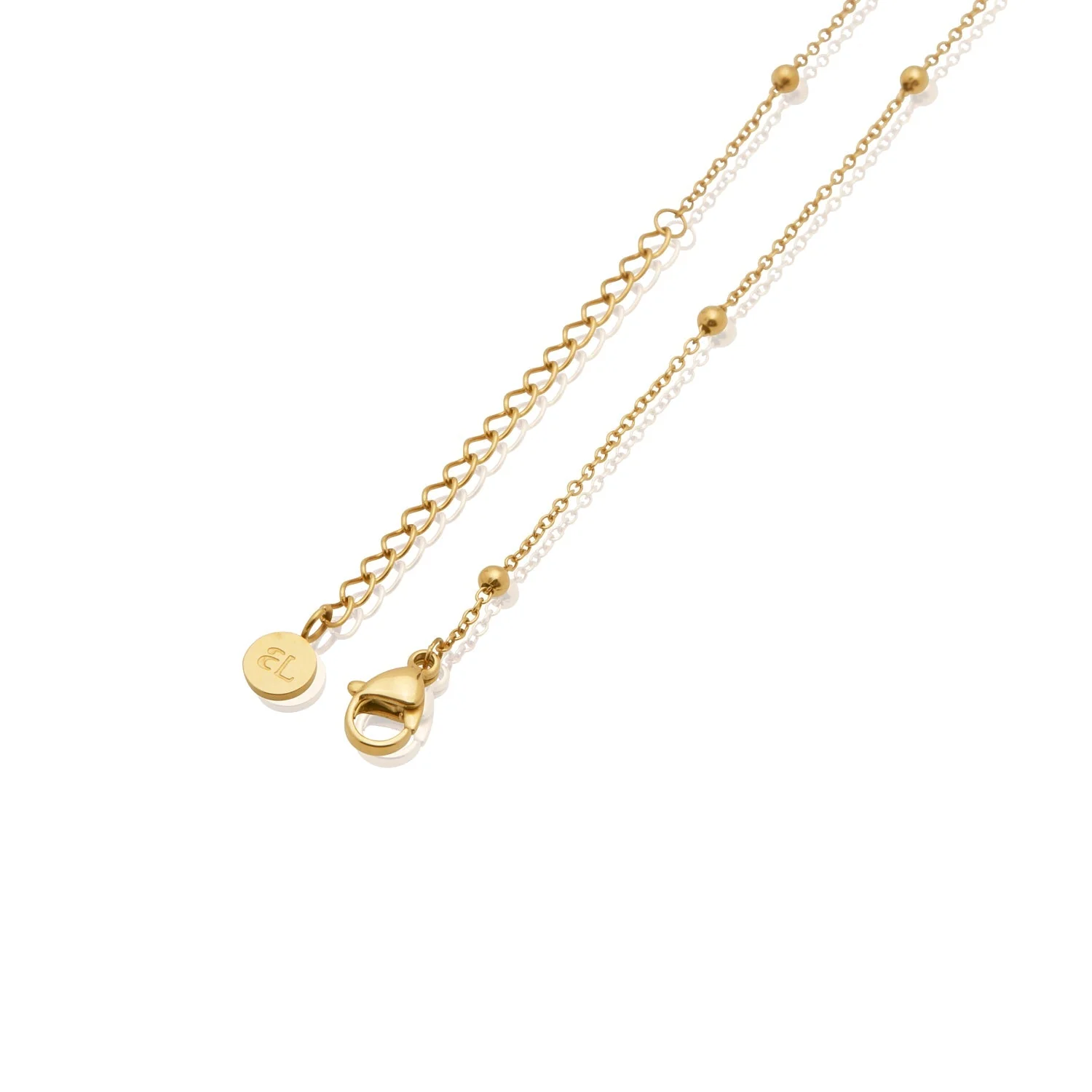 Mini Letter Sphere Chain Necklace (Gold) - Image 6