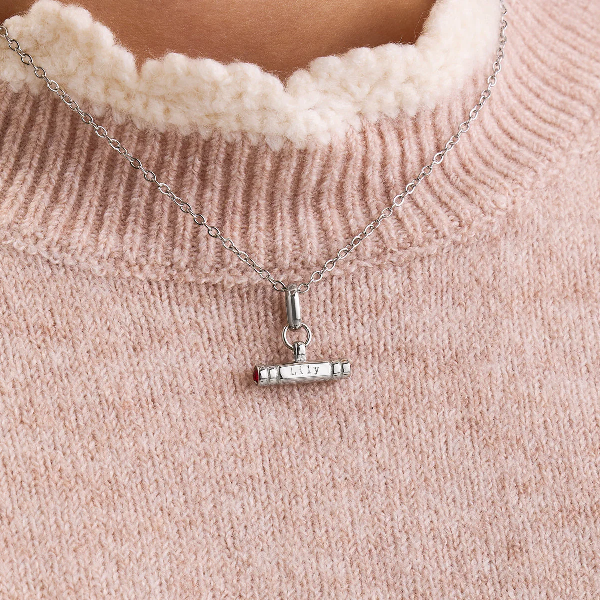 Mini & Me T-Bar Necklace Set (Silver) - Image 2