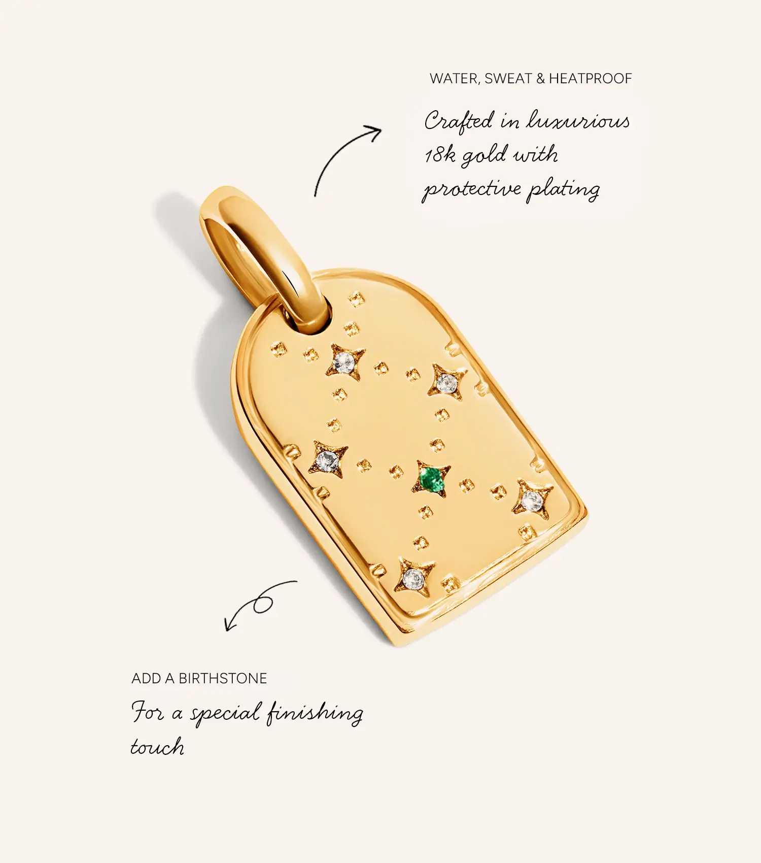 Mini Monogram Birthstone Tag Necklace (Gold) - Image 4