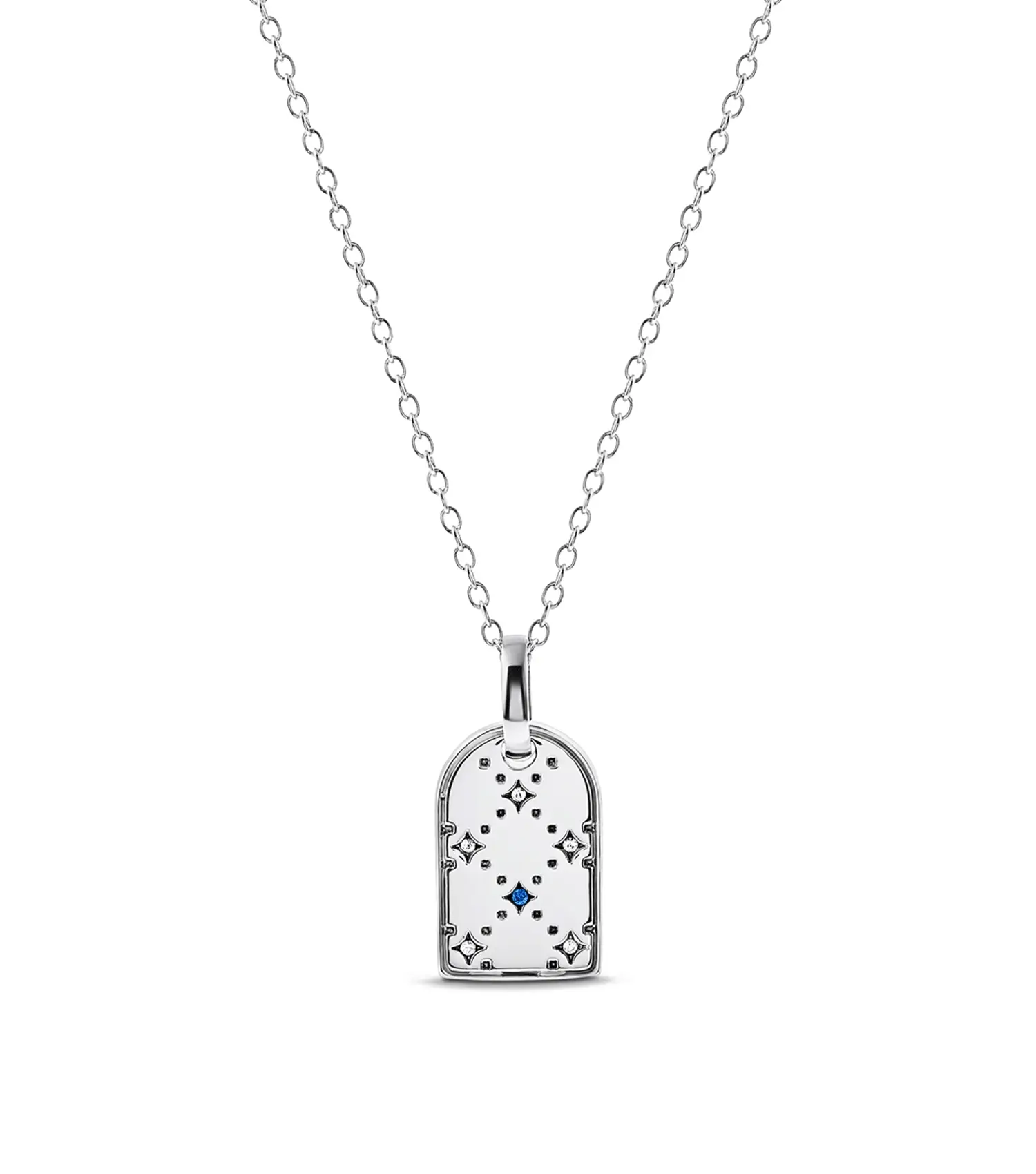 Mini Monogram Birthstone Tag Necklace (Silver)