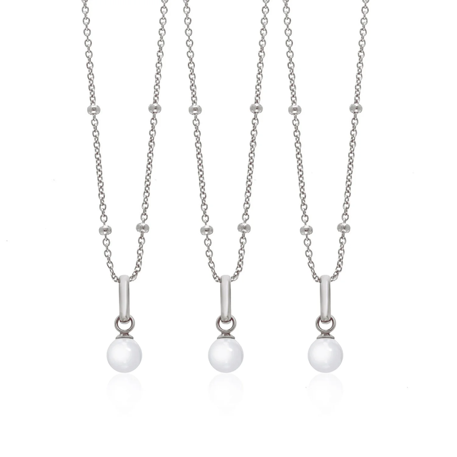 Mini Pearl Necklace Bridesmaids Gift Set (Silver)