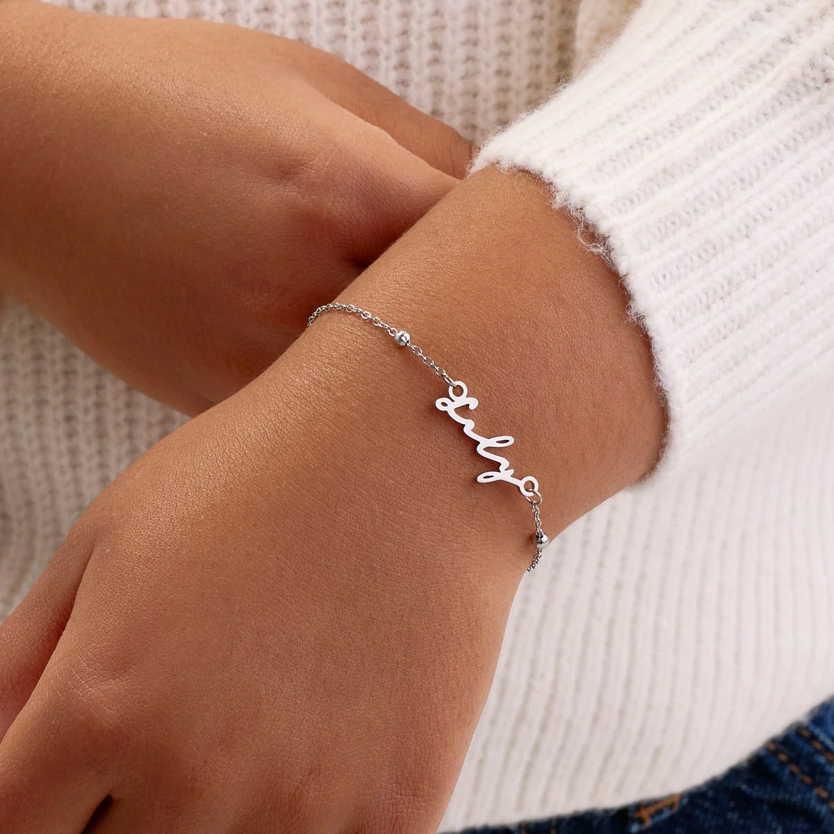 Mini Me Signature Name Bracelet (Silver) - Image 2