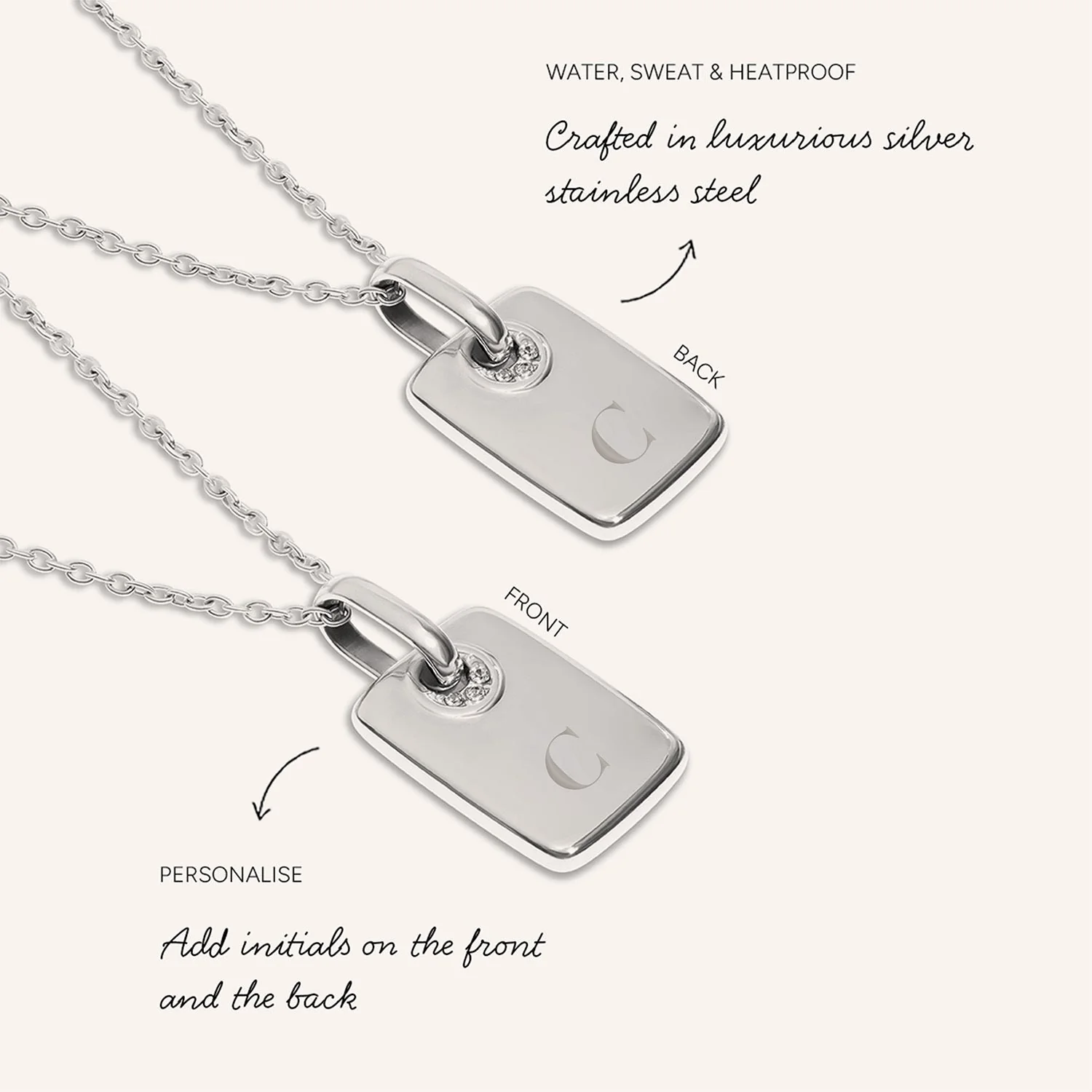 Mini Written In The Stars Initial Tag Necklace (Silver) - Image 5