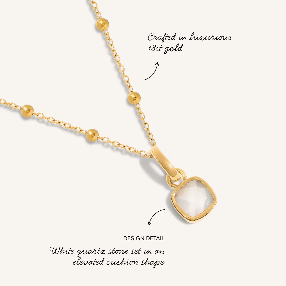 Mother of Pearl Cushion Necklace (Gold) - Image 3