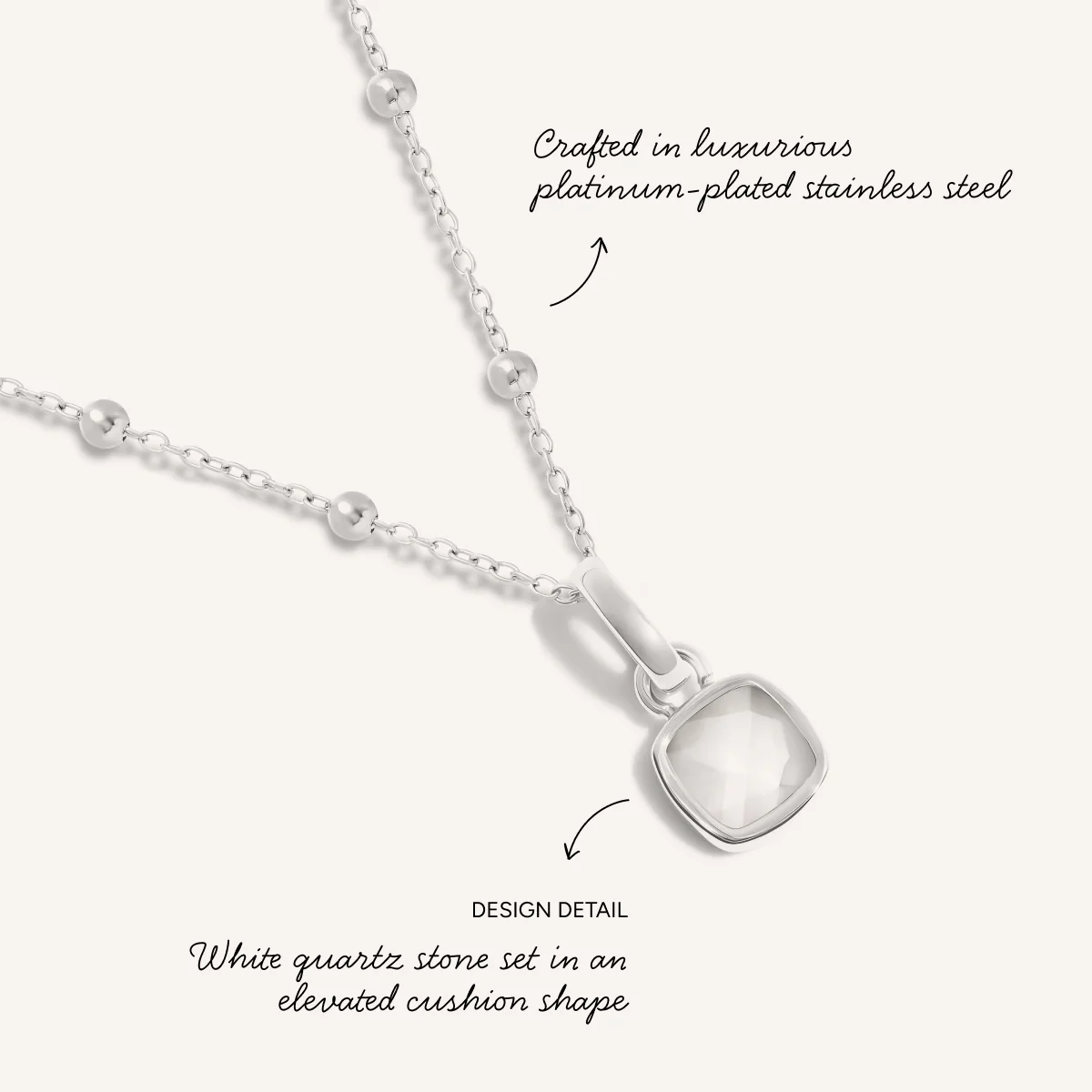 Mother of Pearl Cushion Necklace (Silver) - Image 3