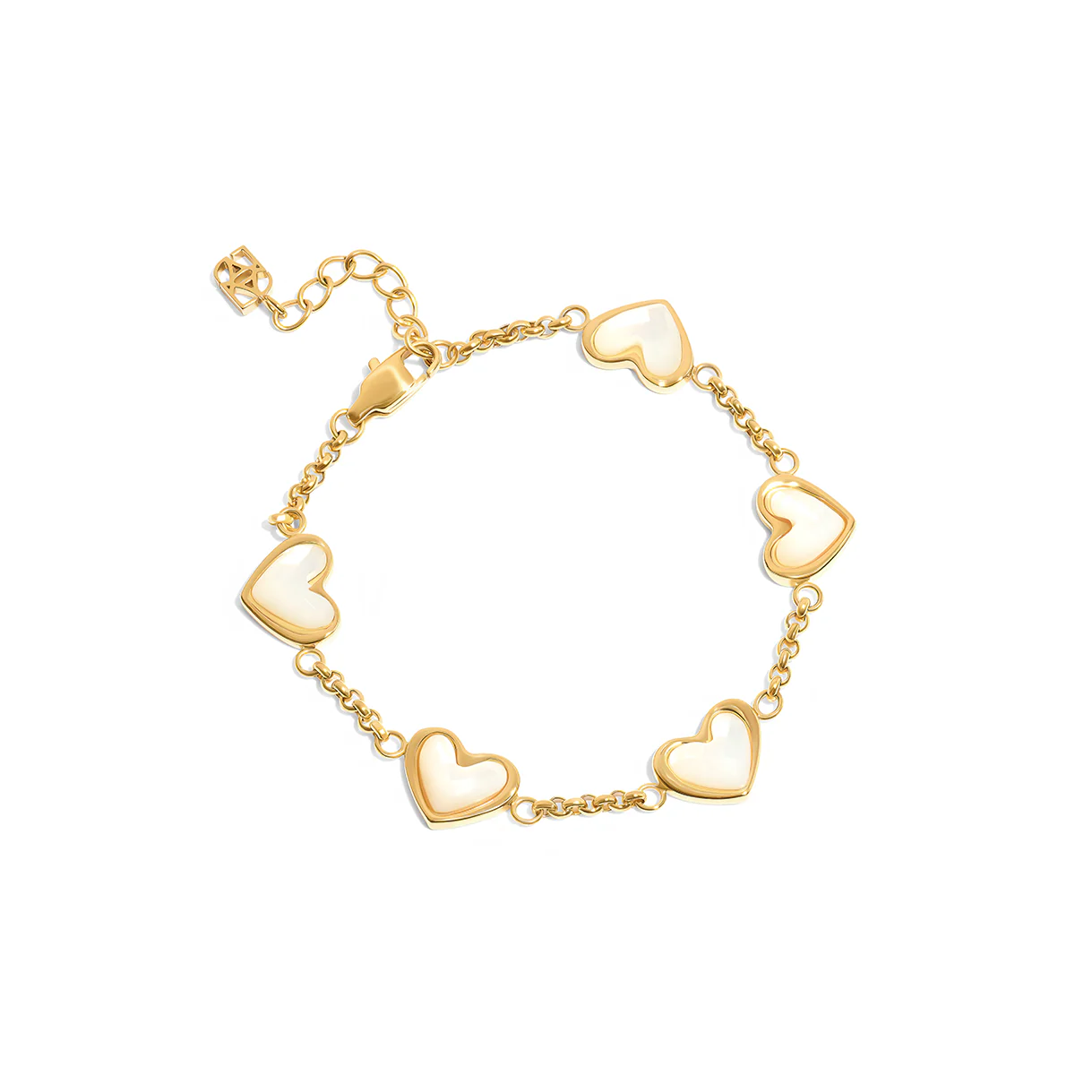 Mother of Pearl Multi Heart Bracelet (Gold) - Image 3