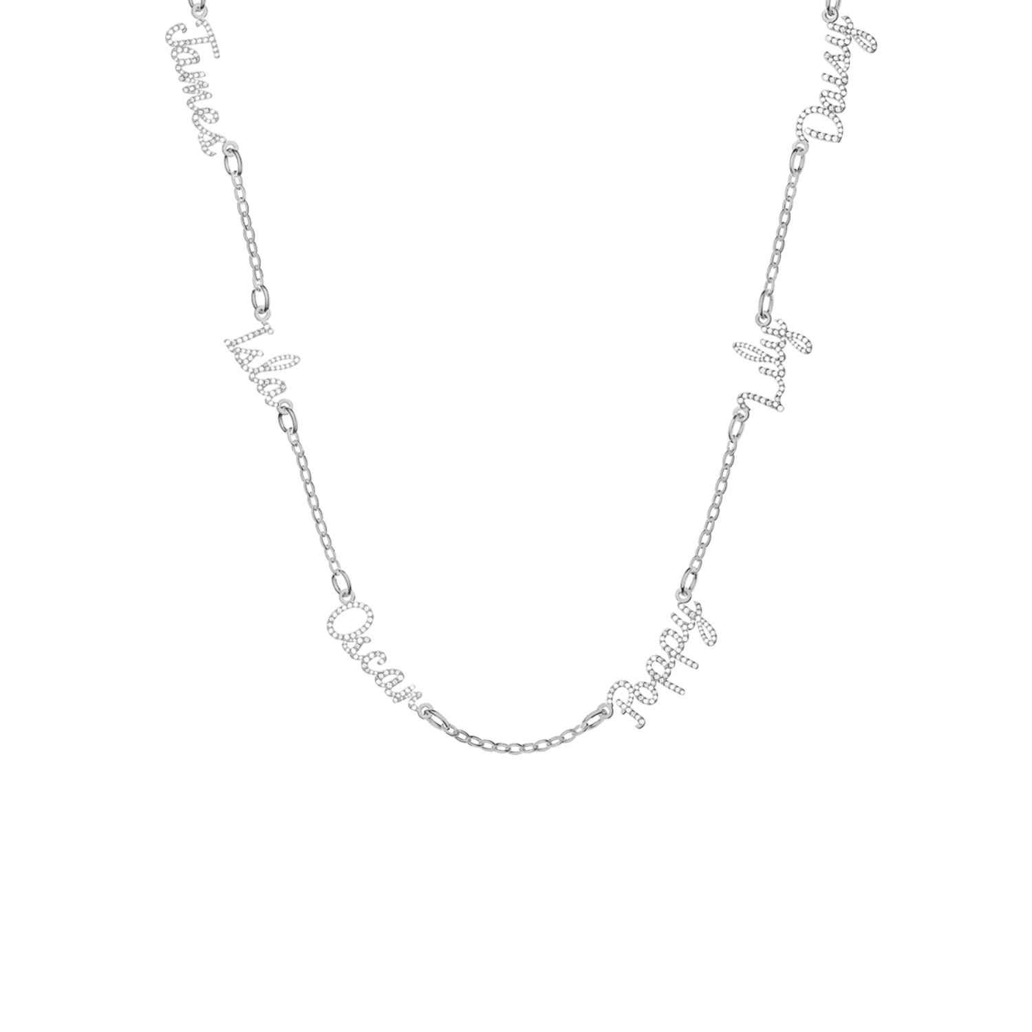 Multi Crystal Cursive Name Necklace (Silver) - Image 5