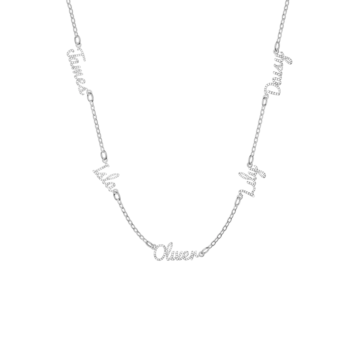 Multi Crystal Cursive Name Necklace (Silver) - Image 7