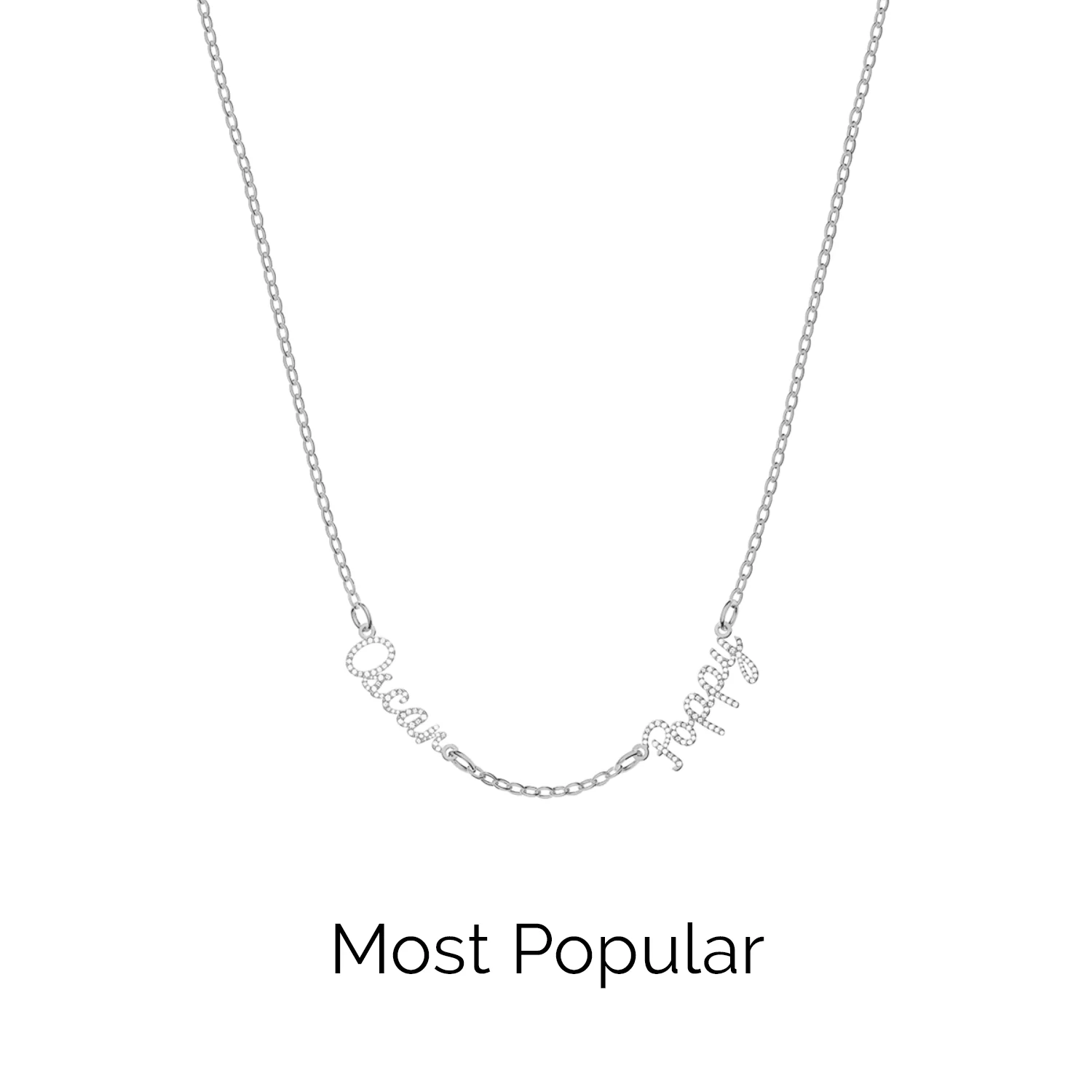Multi Crystal Cursive Name Necklace (Silver) - Image 8