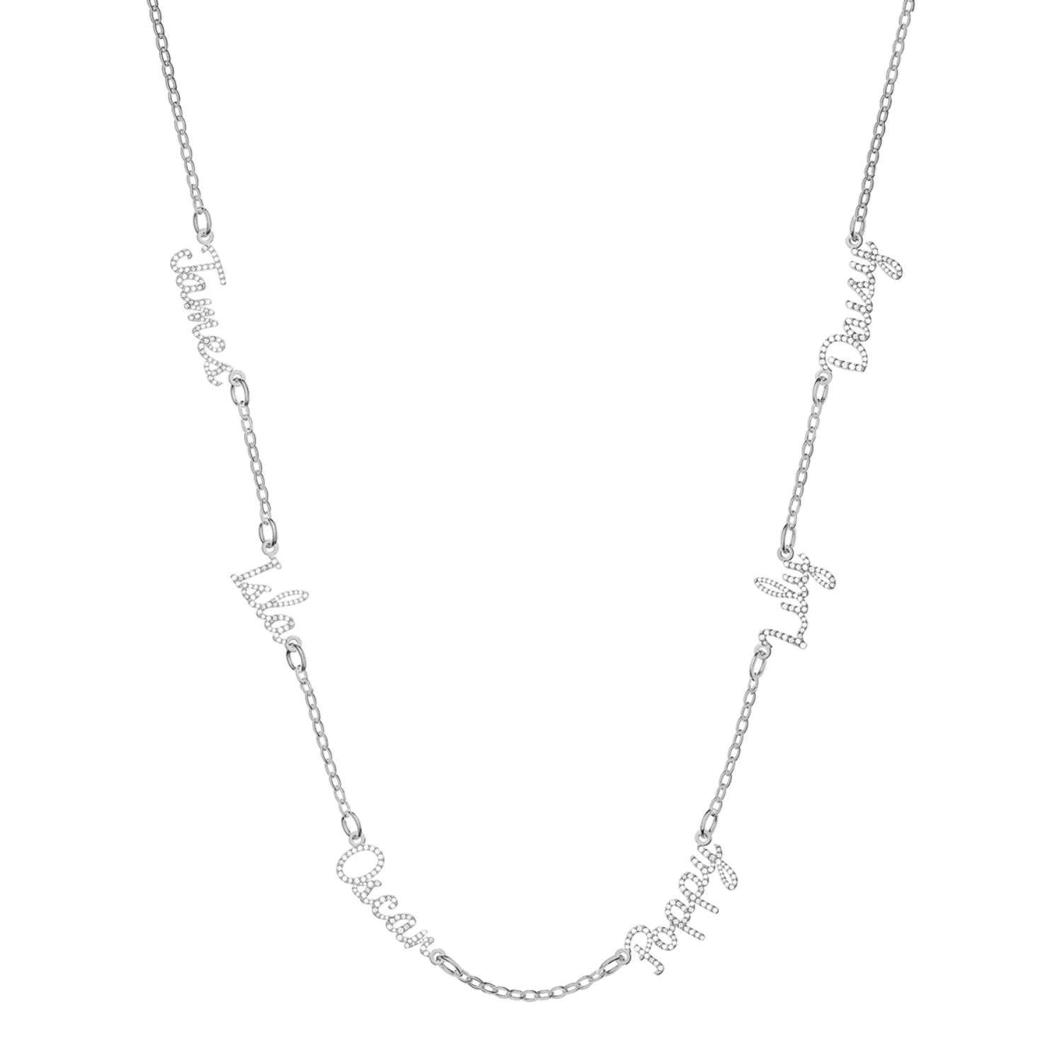 Multi Crystal Cursive Name Necklace (Silver) - Image 9