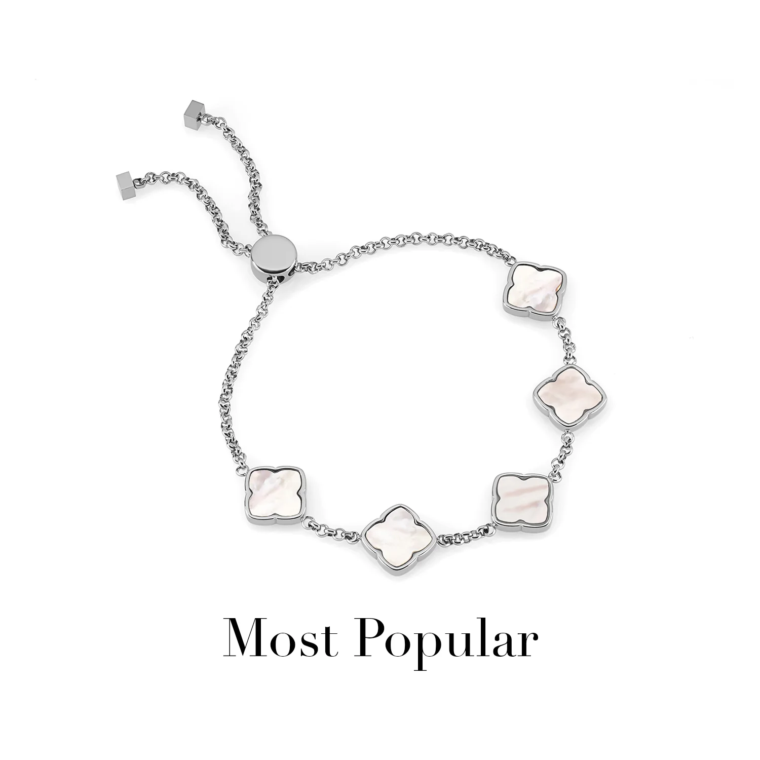 Multi Pearl Clover Bracelet (Silver) - Image 4